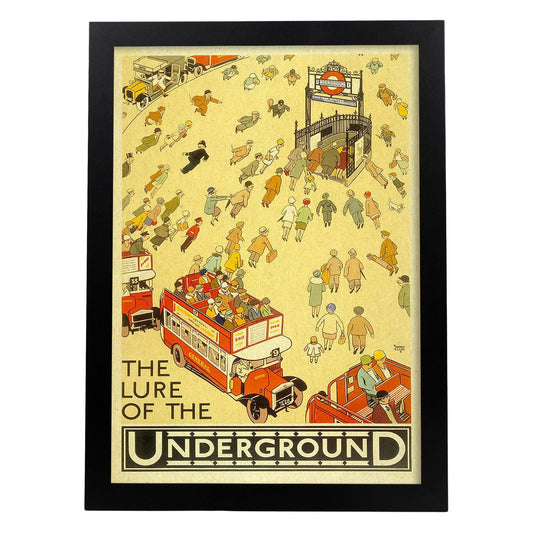 Poster vintage. Cartel vintage de Europa. Metro de Londres.-Artwork-Nacnic-A4-Marco Negro-Nacnic Estudio SL