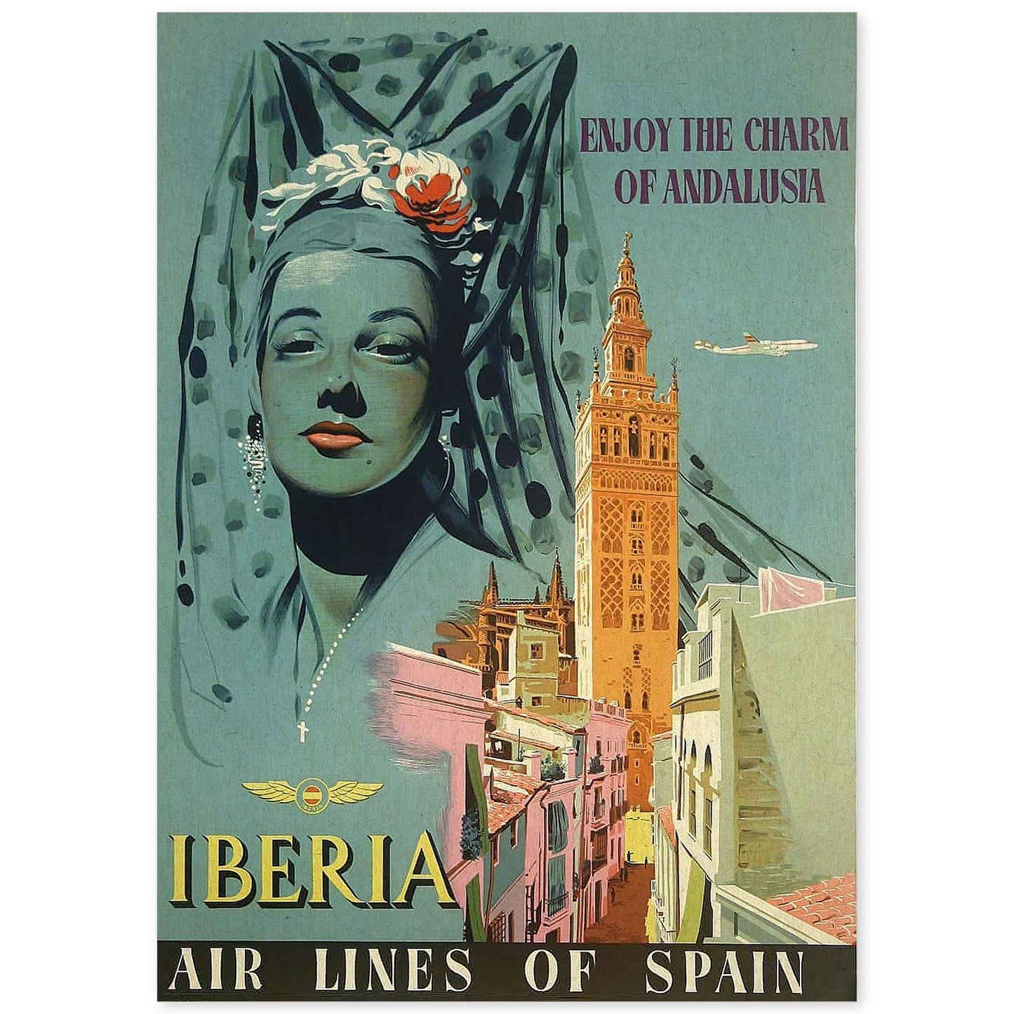Poster vintage. Cartel vintage de Europa. Mujer andaluza.-Artwork-Nacnic-A4-Sin marco-Nacnic Estudio SL