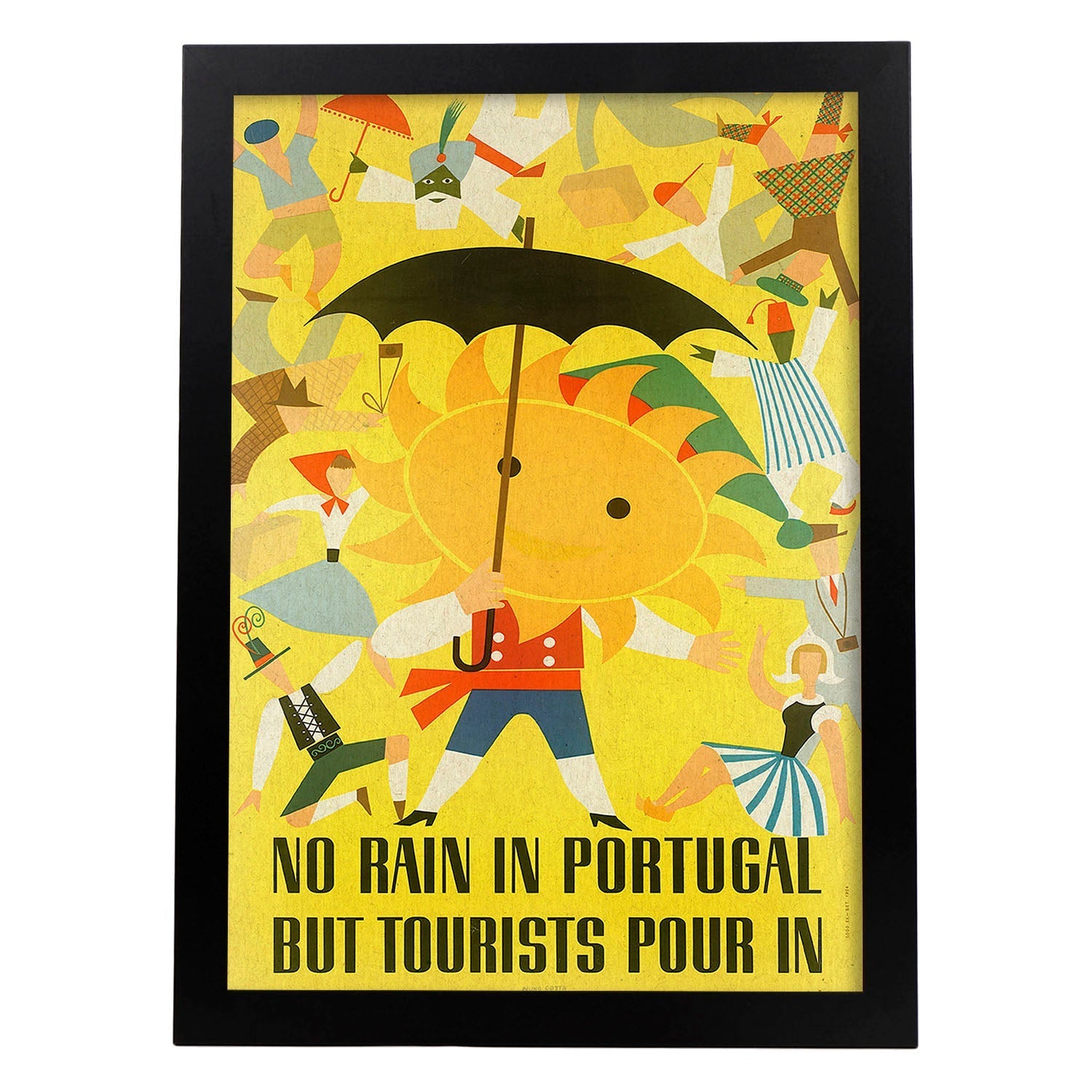 Poster vintage. Cartel vintage de Europa. No llueve en Portugal.-Artwork-Nacnic-A4-Marco Negro-Nacnic Estudio SL