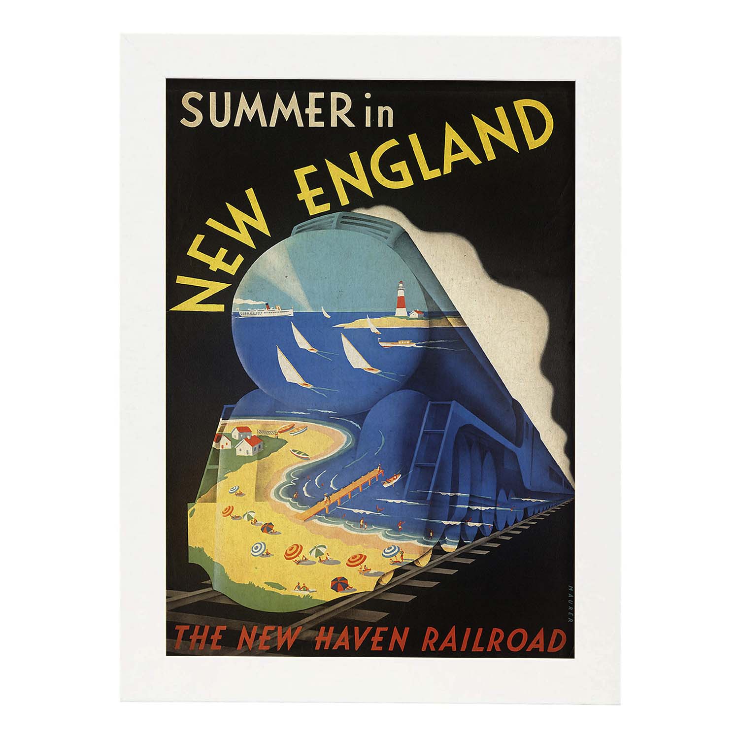 Poster vintage. Cartel vintage de Europa. Nueva Inglaterra en verano.-Artwork-Nacnic-A3-Marco Blanco-Nacnic Estudio SL