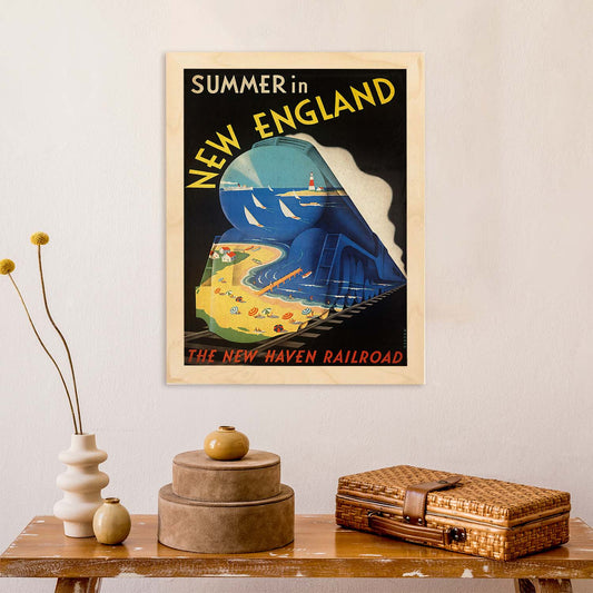 Poster vintage. Cartel vintage de Europa. Nueva Inglaterra en verano.-Artwork-Nacnic-Nacnic Estudio SL