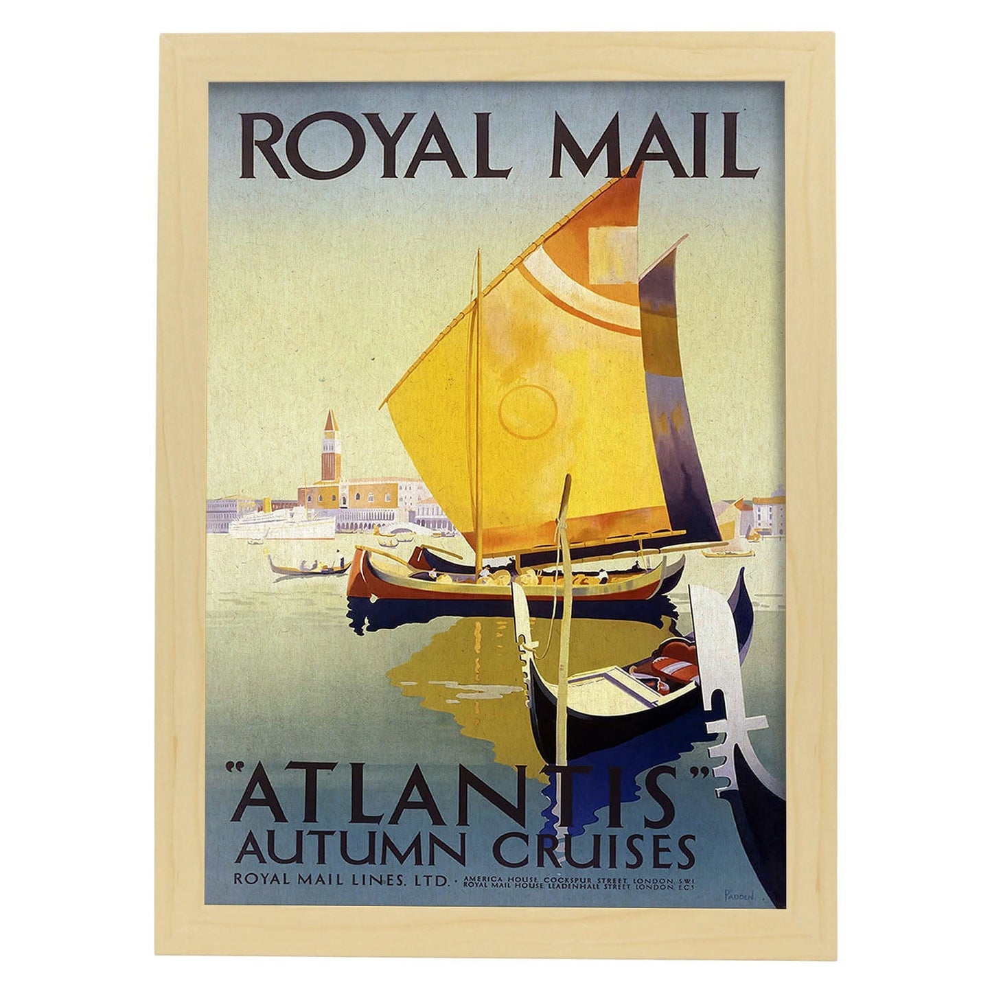 Poster vintage. Cartel vintage de Europa. Royal Mail.-Artwork-Nacnic-A3-Marco Madera clara-Nacnic Estudio SL