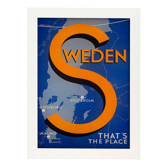 Poster vintage. Cartel vintage de Europa. Suecia.-Artwork-Nacnic-A4-Marco Blanco-Nacnic Estudio SL