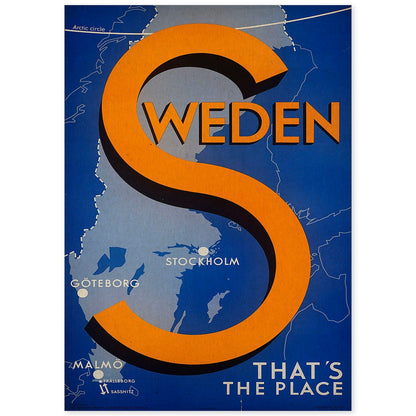 Poster vintage. Cartel vintage de Europa. Suecia.-Artwork-Nacnic-A4-Sin marco-Nacnic Estudio SL