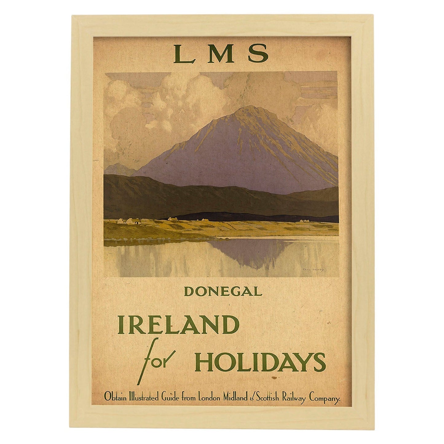 Poster vintage. Cartel vintage de Europa. Vacaciones en Irlanda.-Artwork-Nacnic-A3-Marco Madera clara-Nacnic Estudio SL