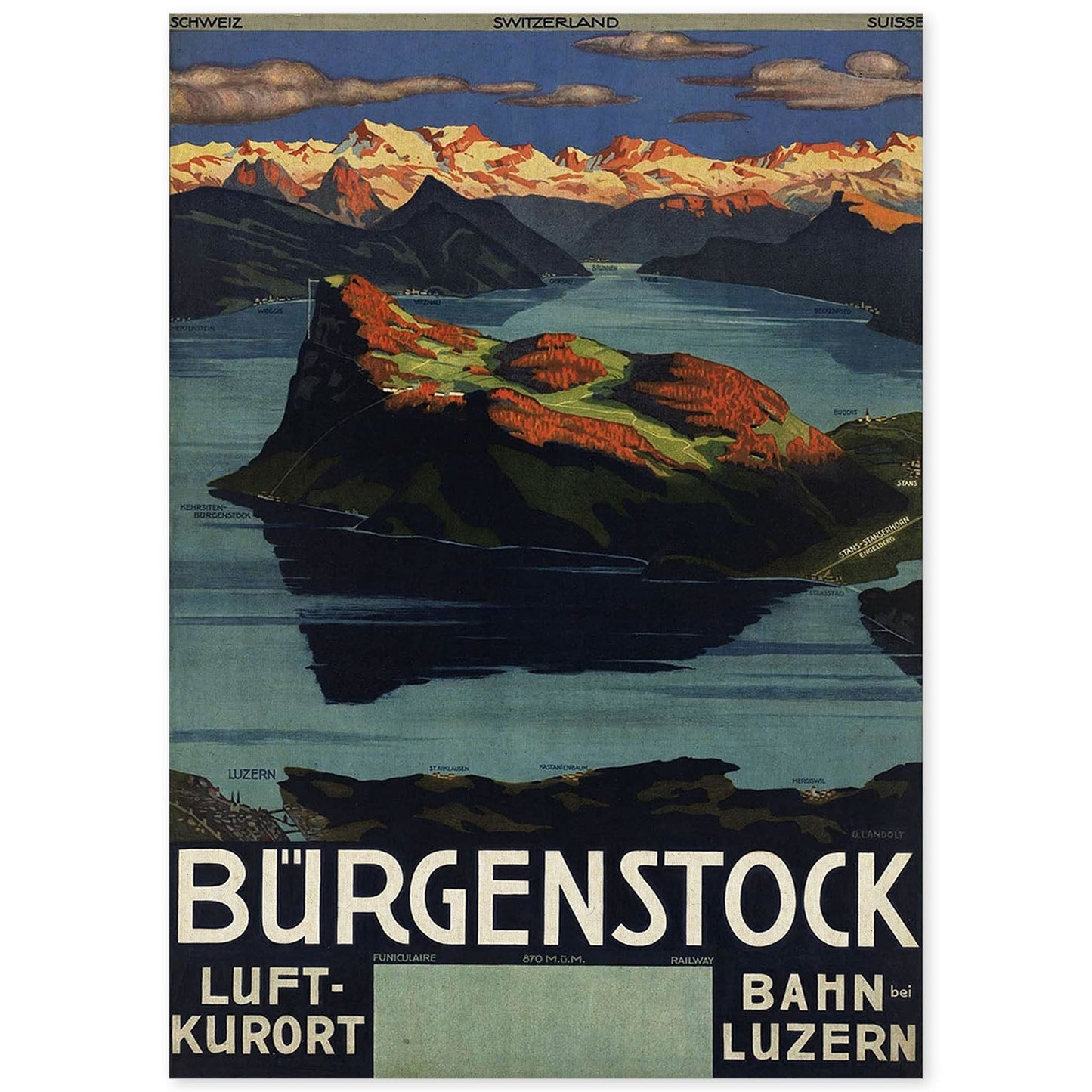 Poster vintage. Cartel vintage de Europa. Viaja a Burgenstock.-Artwork-Nacnic-A4-Sin marco-Nacnic Estudio SL