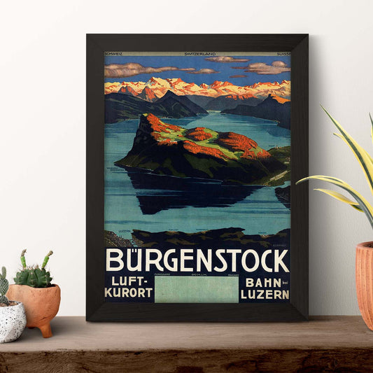 Poster vintage. Cartel vintage de Europa. Viaja a Burgenstock.-Artwork-Nacnic-Nacnic Estudio SL