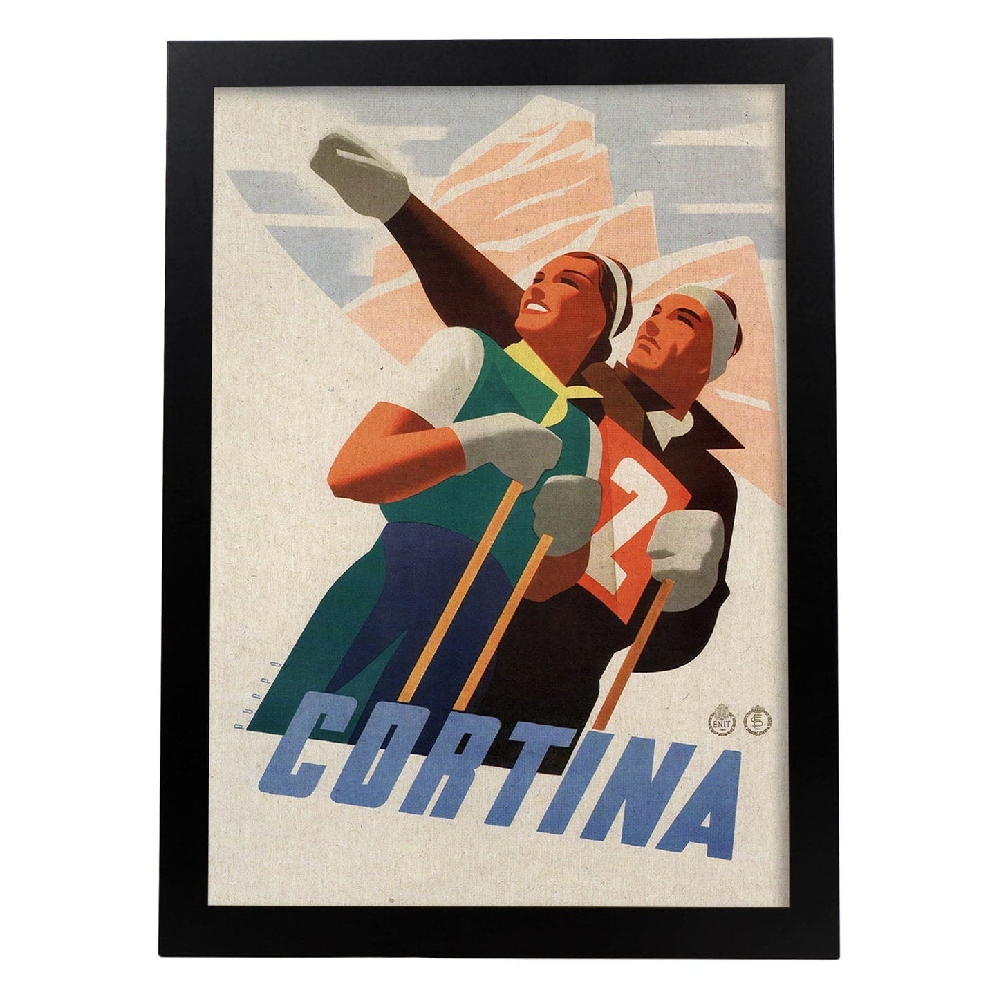 Poster vintage. Cartel vintage de Europa. Viaja a Cortina.-Artwork-Nacnic-A3-Marco Negro-Nacnic Estudio SL