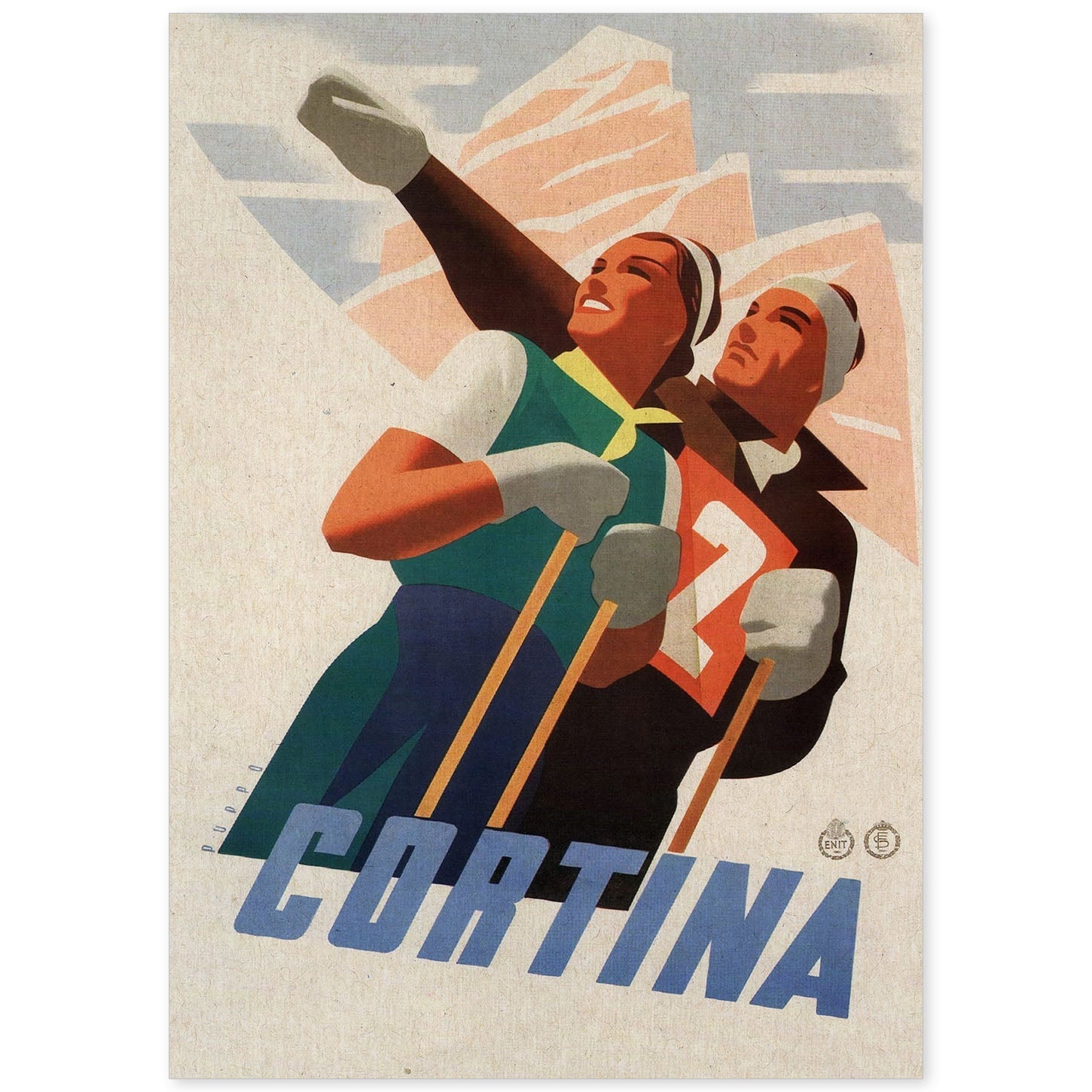Poster vintage. Cartel vintage de Europa. Viaja a Cortina.-Artwork-Nacnic-A4-Sin marco-Nacnic Estudio SL