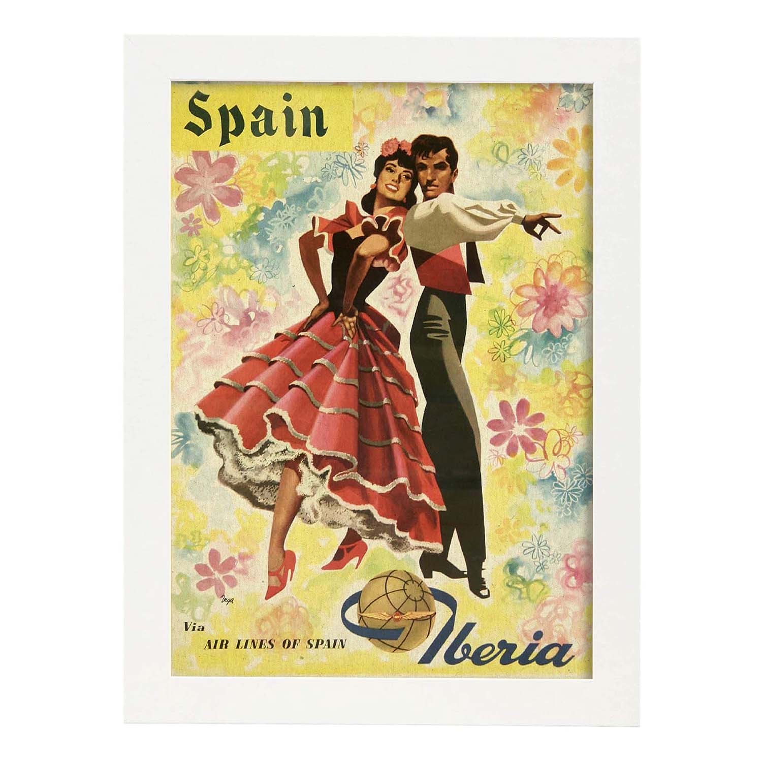Poster vintage. Cartel vintage de Europa. Viaja a España.-Artwork-Nacnic-A4-Marco Blanco-Nacnic Estudio SL