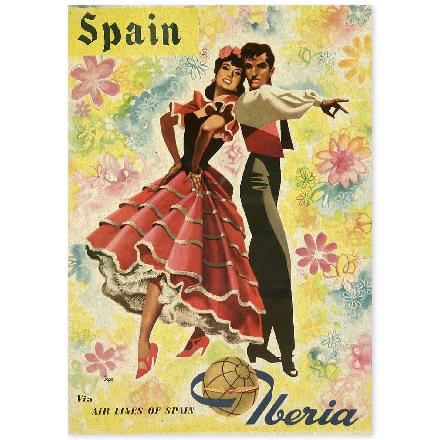 Poster vintage. Cartel vintage de Europa. Viaja a España.-Artwork-Nacnic-A4-Sin marco-Nacnic Estudio SL