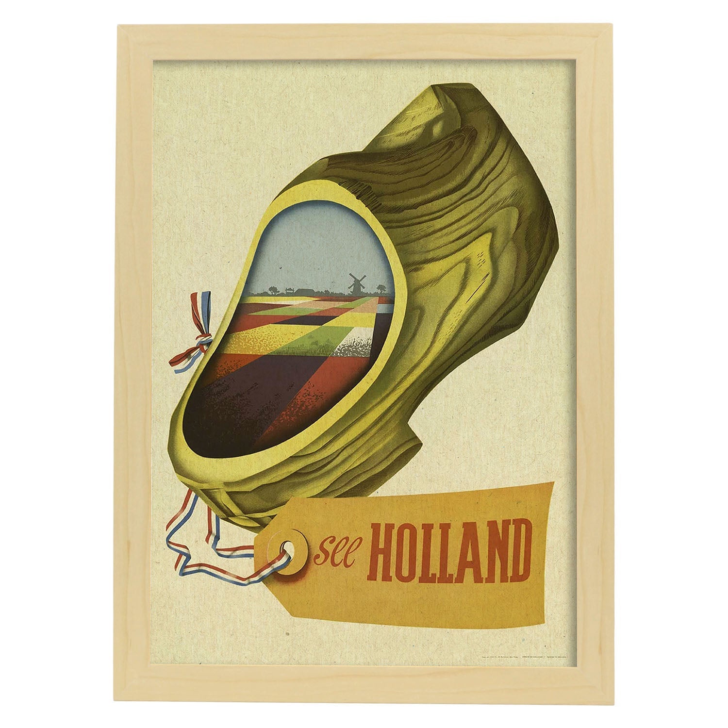 Poster vintage. Cartel vintage de Europa. Viaja a Holanda.-Artwork-Nacnic-A3-Marco Madera clara-Nacnic Estudio SL