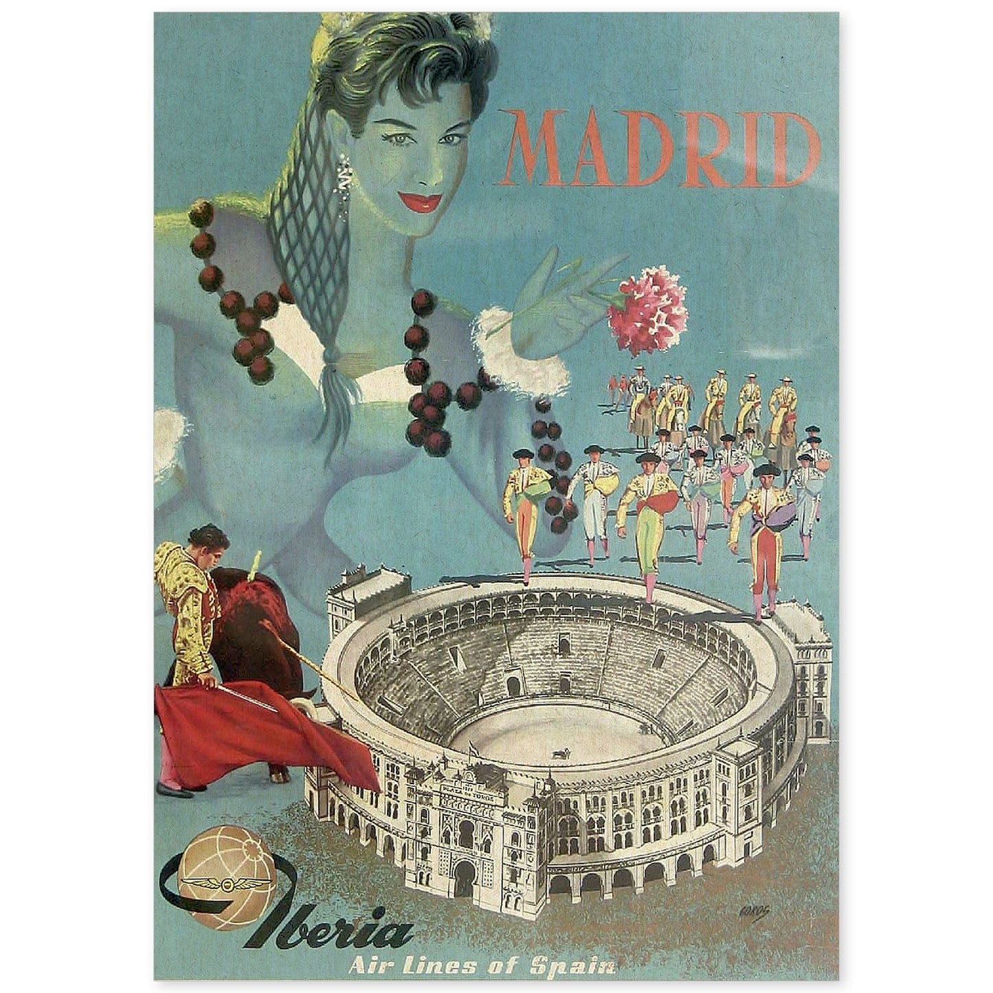 Poster vintage. Cartel vintage de Europa. Viaja a Madrid.-Artwork-Nacnic-A4-Sin marco-Nacnic Estudio SL