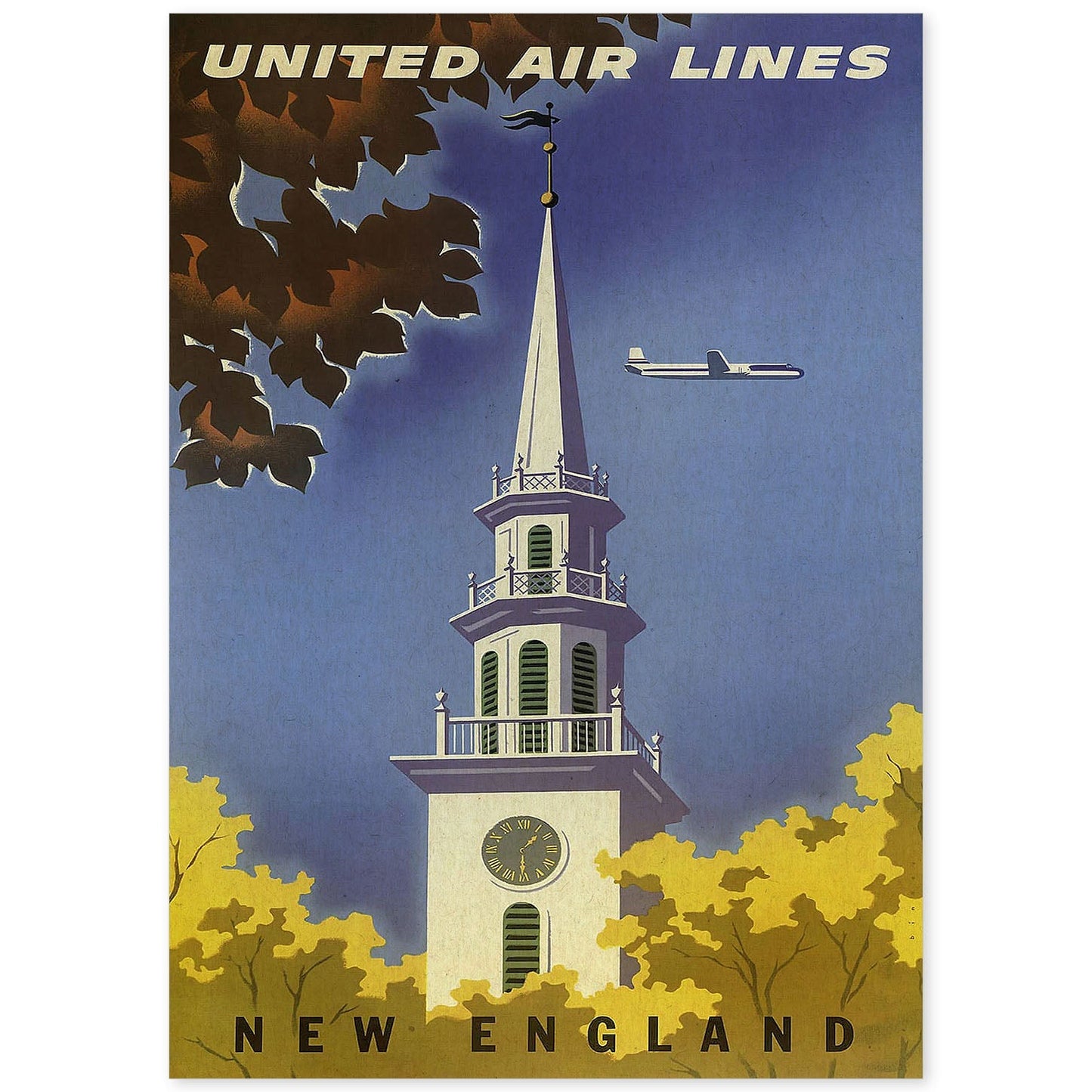 Poster vintage. Cartel vintage de Europa. Viaja a Nueva Inglaterra.-Artwork-Nacnic-A4-Sin marco-Nacnic Estudio SL
