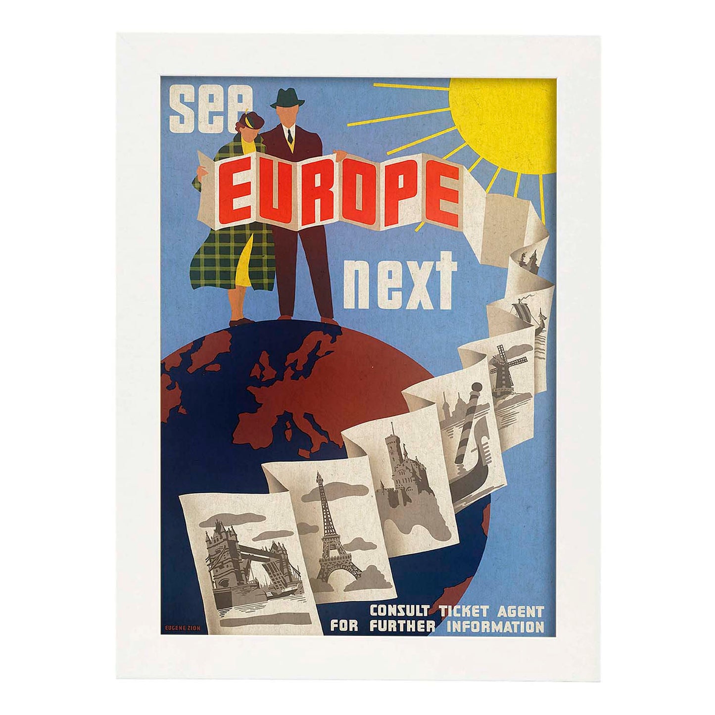 Poster vintage. Cartel vintage de Europa. Visita Europa.-Artwork-Nacnic-A3-Marco Blanco-Nacnic Estudio SL