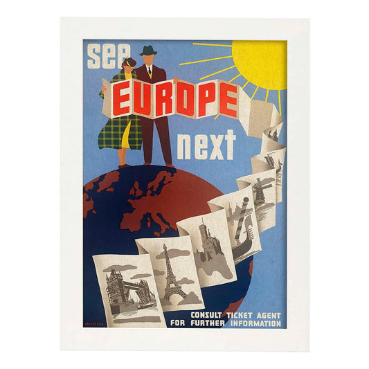 Poster vintage. Cartel vintage de Europa. Visita Europa.-Artwork-Nacnic-A4-Marco Blanco-Nacnic Estudio SL