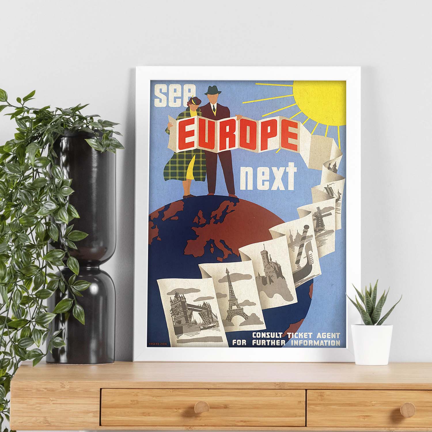 Poster vintage. Cartel vintage de Europa. Visita Europa.-Artwork-Nacnic-Nacnic Estudio SL