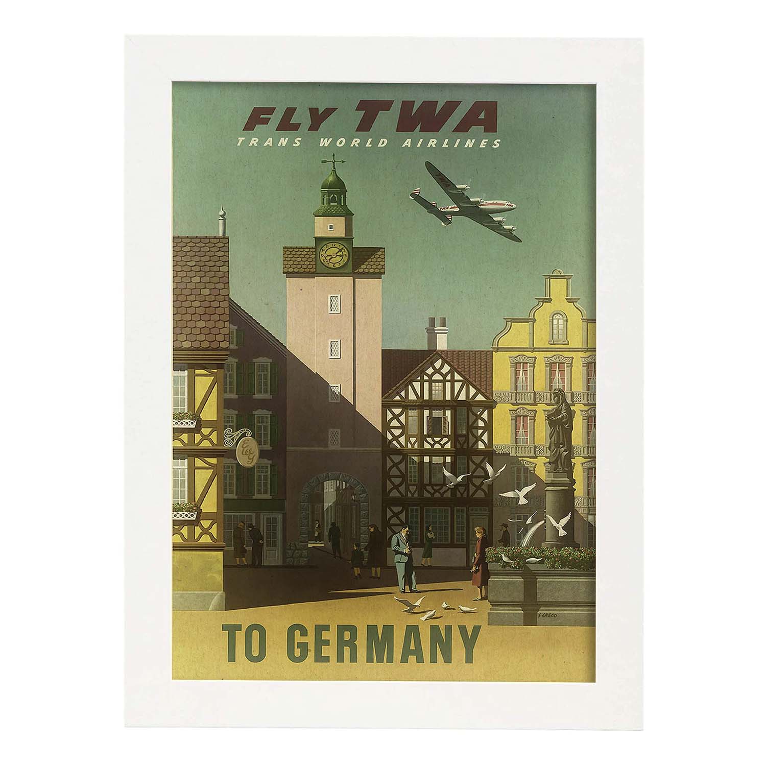 Poster vintage. Cartel vintage de Europa. Vuelos a Alemania.-Artwork-Nacnic-A3-Marco Blanco-Nacnic Estudio SL