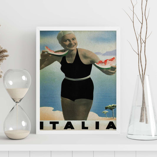 Poster vintage. Cartel vintage de Francia e Italia. Conoce Italia.-Artwork-Nacnic-Nacnic Estudio SL