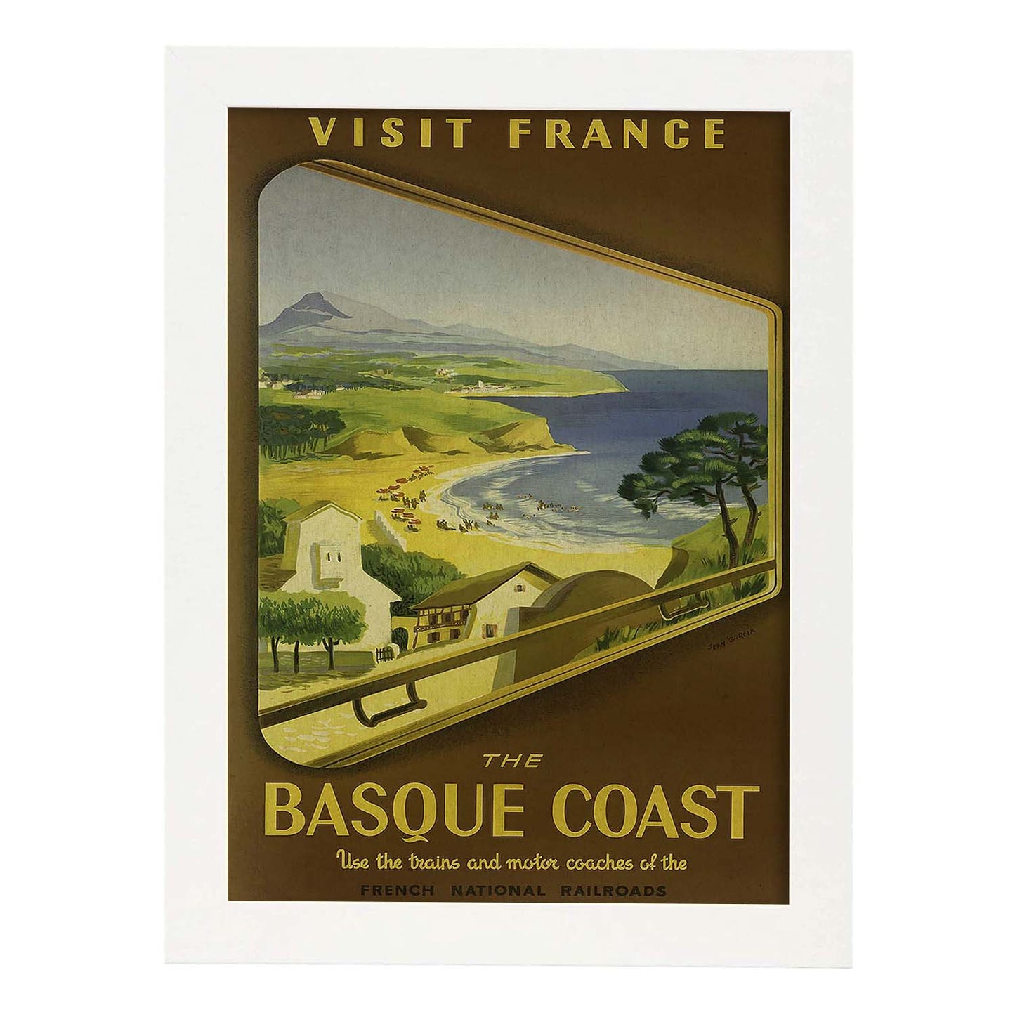 Poster vintage. Cartel vintage de Francia e Italia. Conoce la costa vasca.-Artwork-Nacnic-A3-Marco Blanco-Nacnic Estudio SL