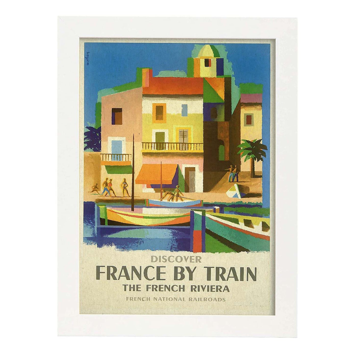 Poster vintage. Cartel vintage de Francia e Italia. Conoce la Riviera.-Artwork-Nacnic-A3-Marco Blanco-Nacnic Estudio SL