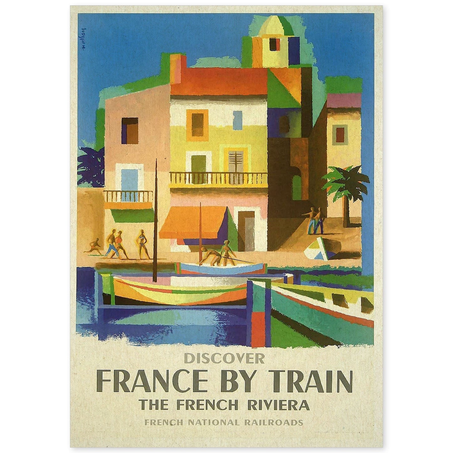 Poster vintage. Cartel vintage de Francia e Italia. Conoce la Riviera.-Artwork-Nacnic-A4-Sin marco-Nacnic Estudio SL