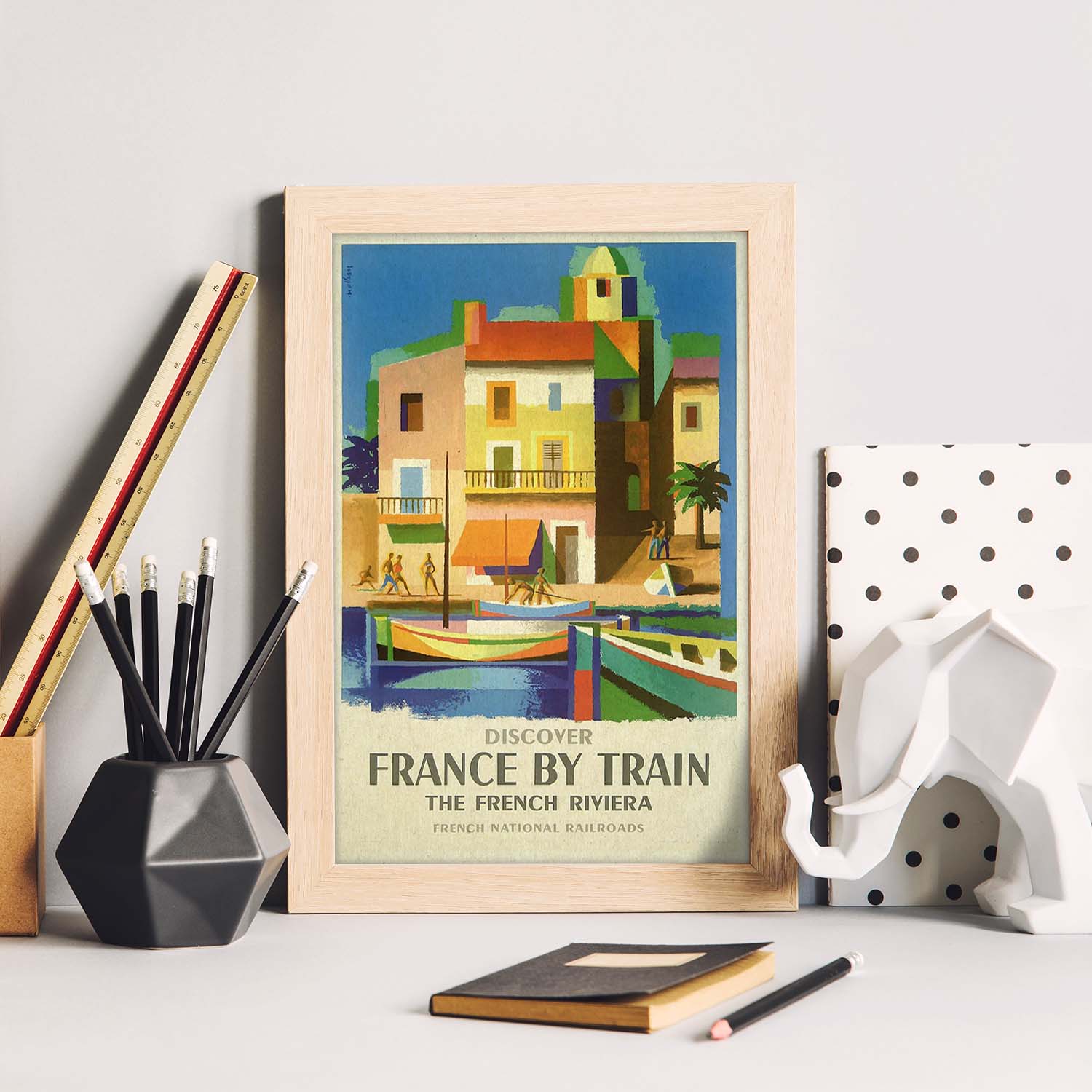 Poster vintage. Cartel vintage de Francia e Italia. Conoce la Riviera.-Artwork-Nacnic-Nacnic Estudio SL