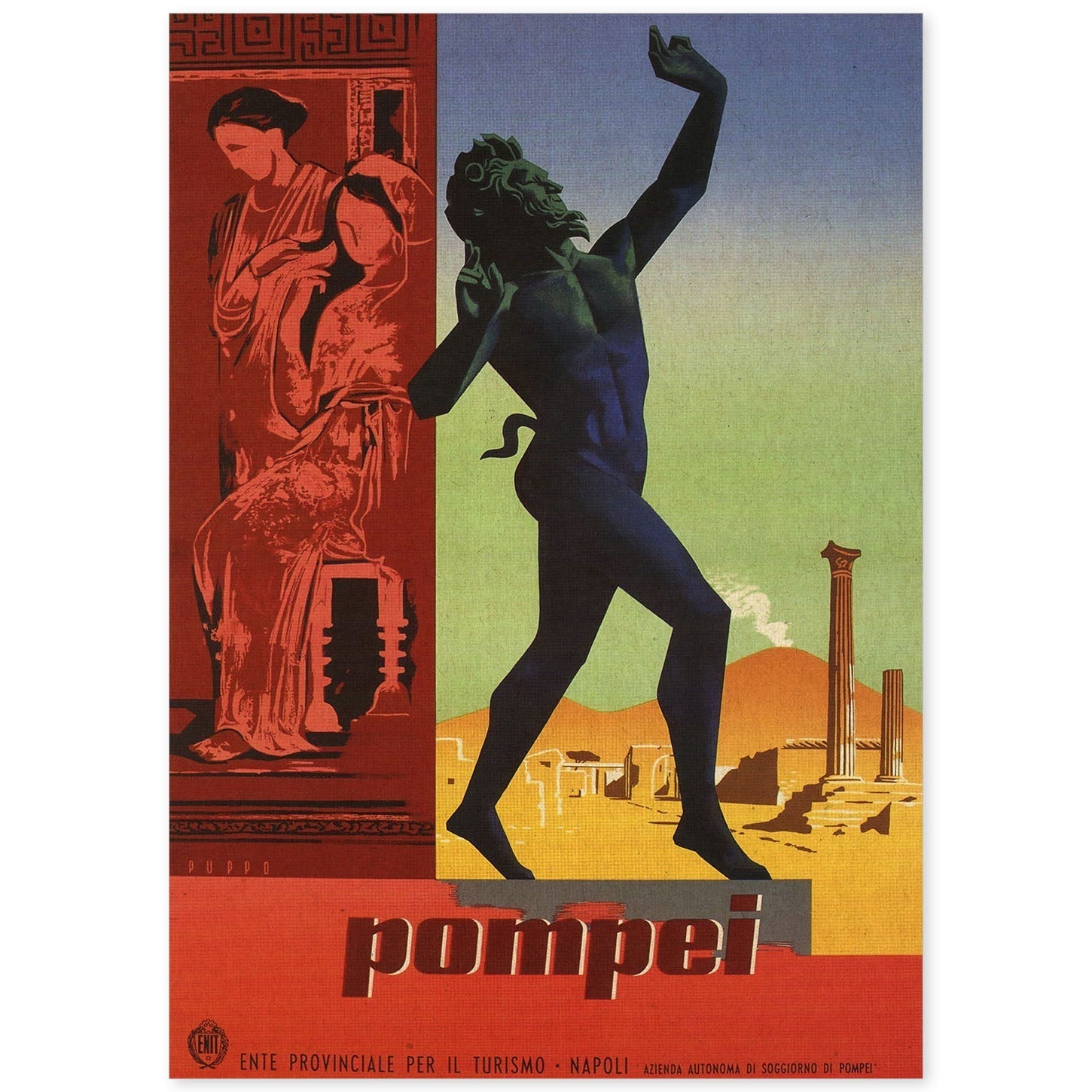 Poster vintage. Cartel vintage de Francia e Italia. Conoce Pompeya.-Artwork-Nacnic-A4-Sin marco-Nacnic Estudio SL
