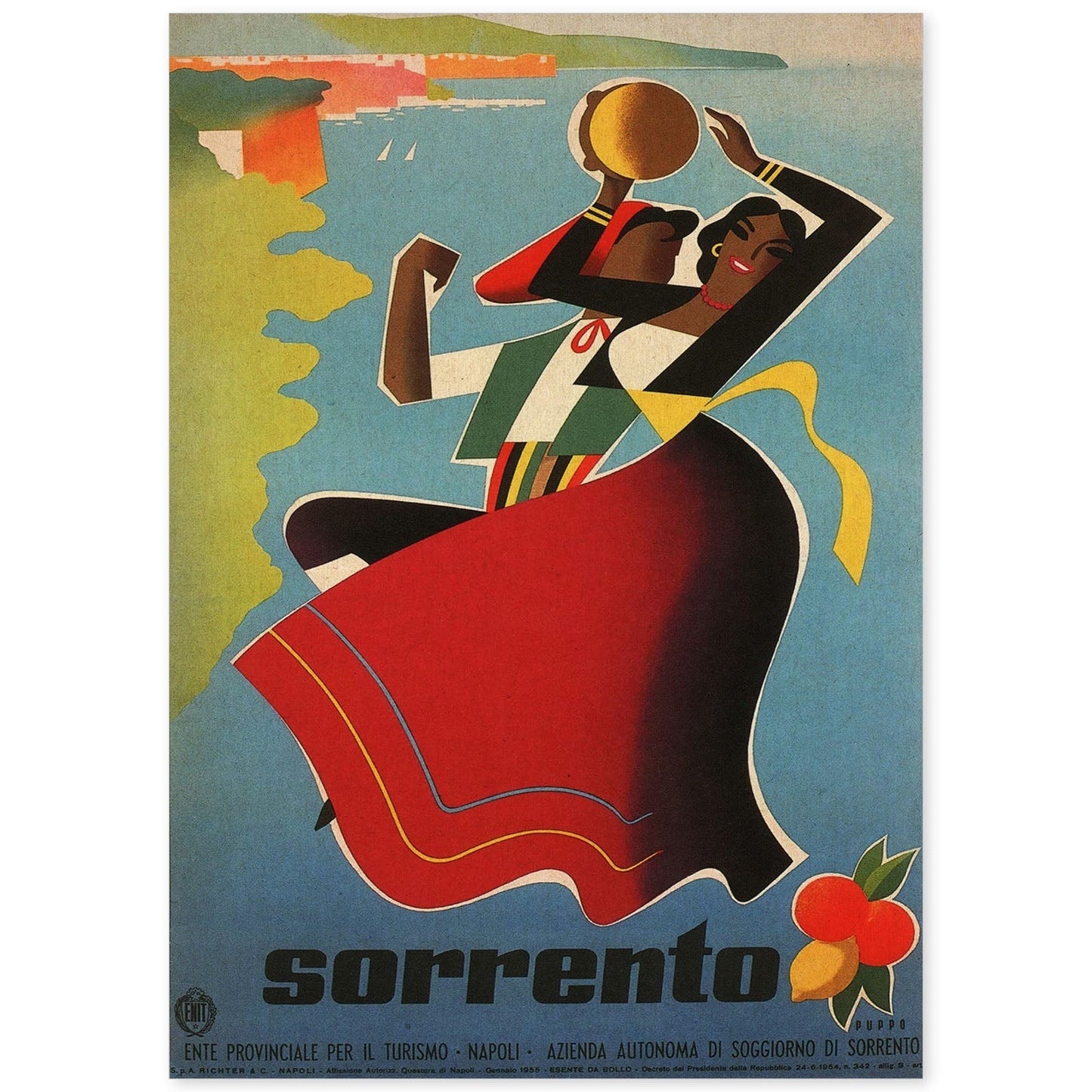 Poster vintage. Cartel vintage de Francia e Italia. Conoce Sorrento.-Artwork-Nacnic-A4-Sin marco-Nacnic Estudio SL