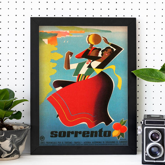 Poster vintage. Cartel vintage de Francia e Italia. Conoce Sorrento.-Artwork-Nacnic-Nacnic Estudio SL