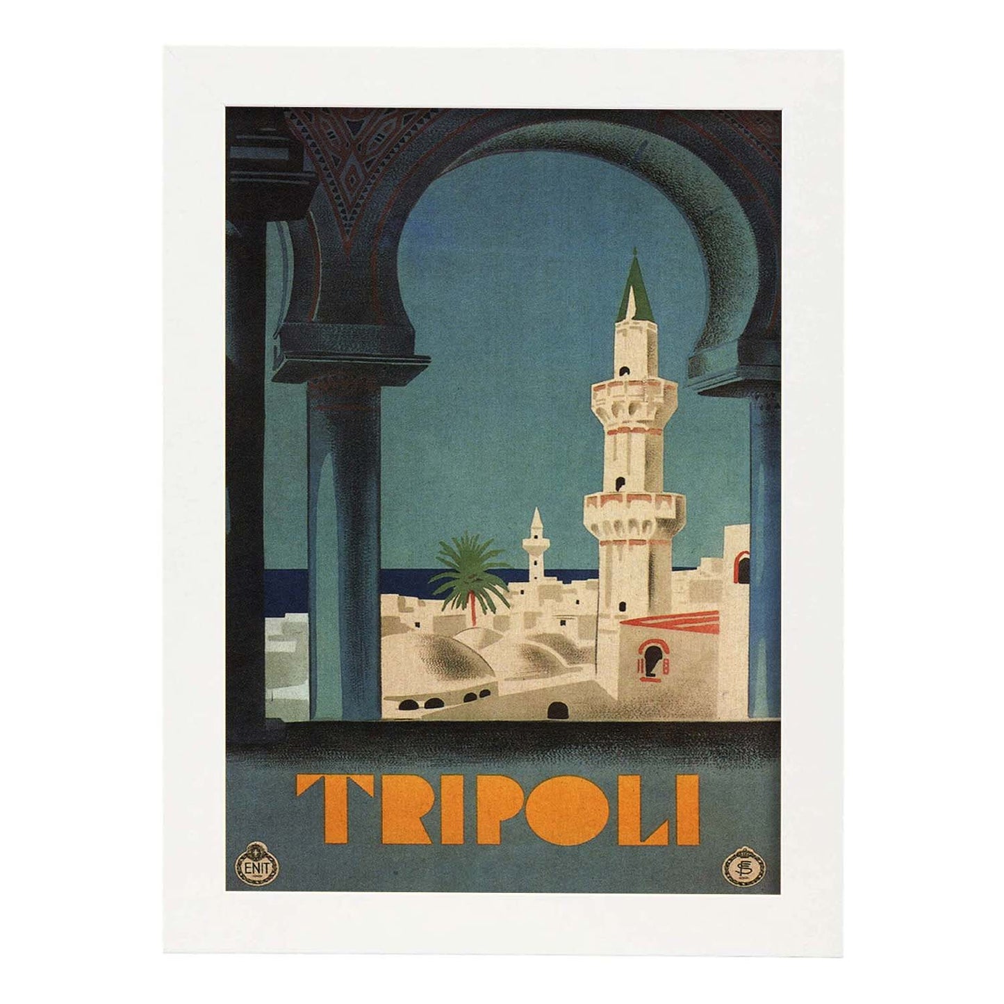 Poster vintage. Cartel vintage de Francia e Italia. Conoce Tripoli.-Artwork-Nacnic-A4-Marco Blanco-Nacnic Estudio SL