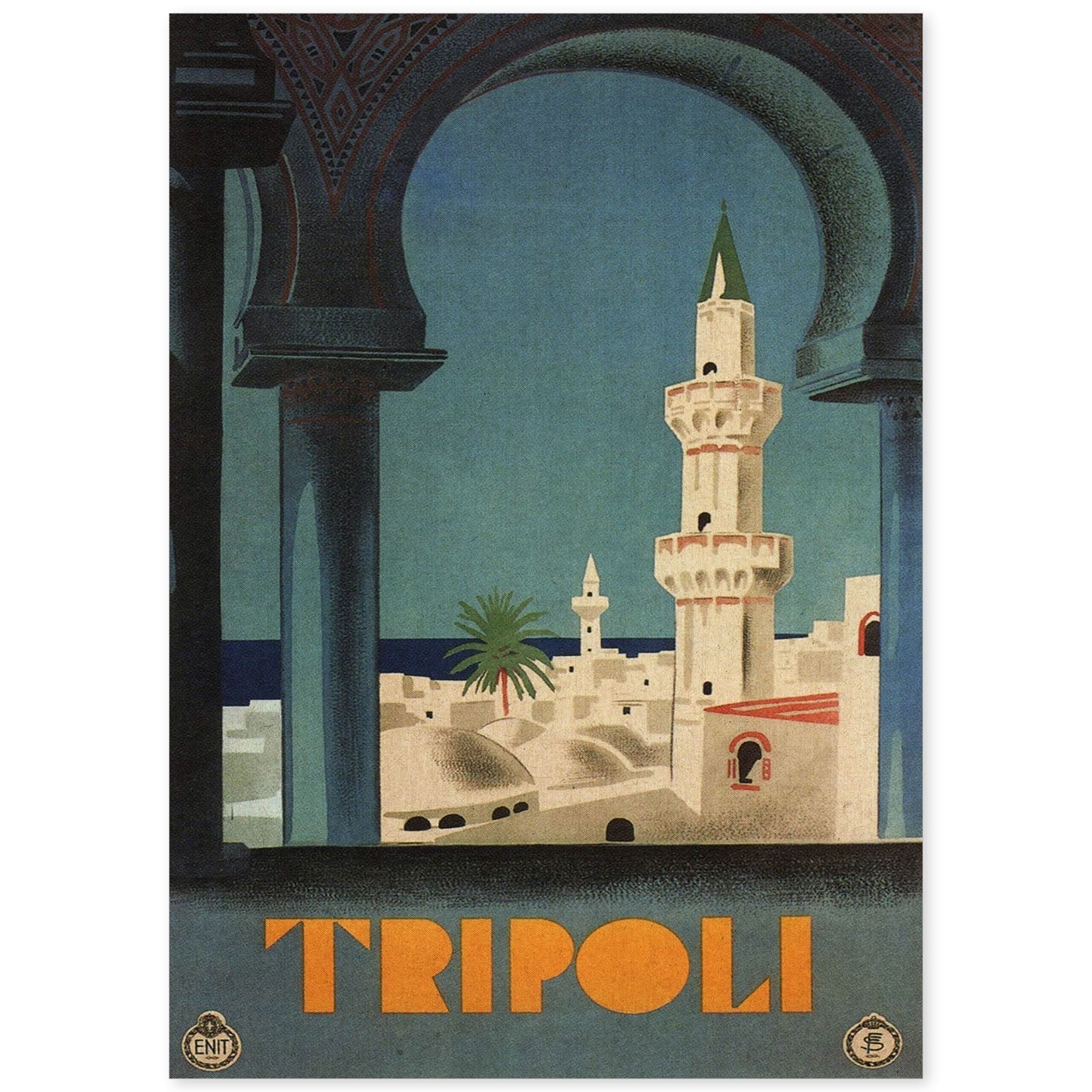 Poster vintage. Cartel vintage de Francia e Italia. Conoce Tripoli.-Artwork-Nacnic-A4-Sin marco-Nacnic Estudio SL
