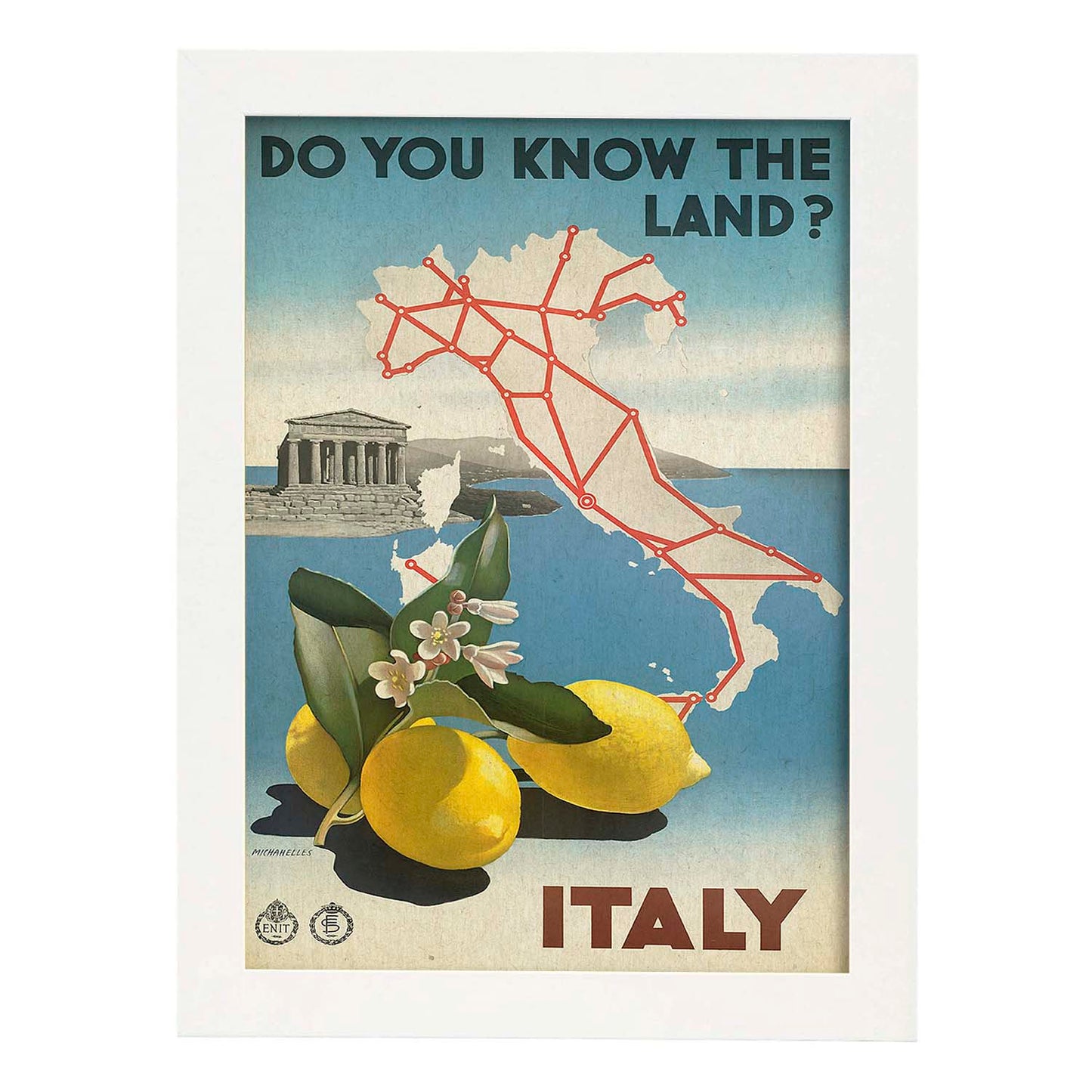 Poster vintage. Cartel vintage de Francia e Italia. ¿Conoces Italia?.-Artwork-Nacnic-A3-Marco Blanco-Nacnic Estudio SL