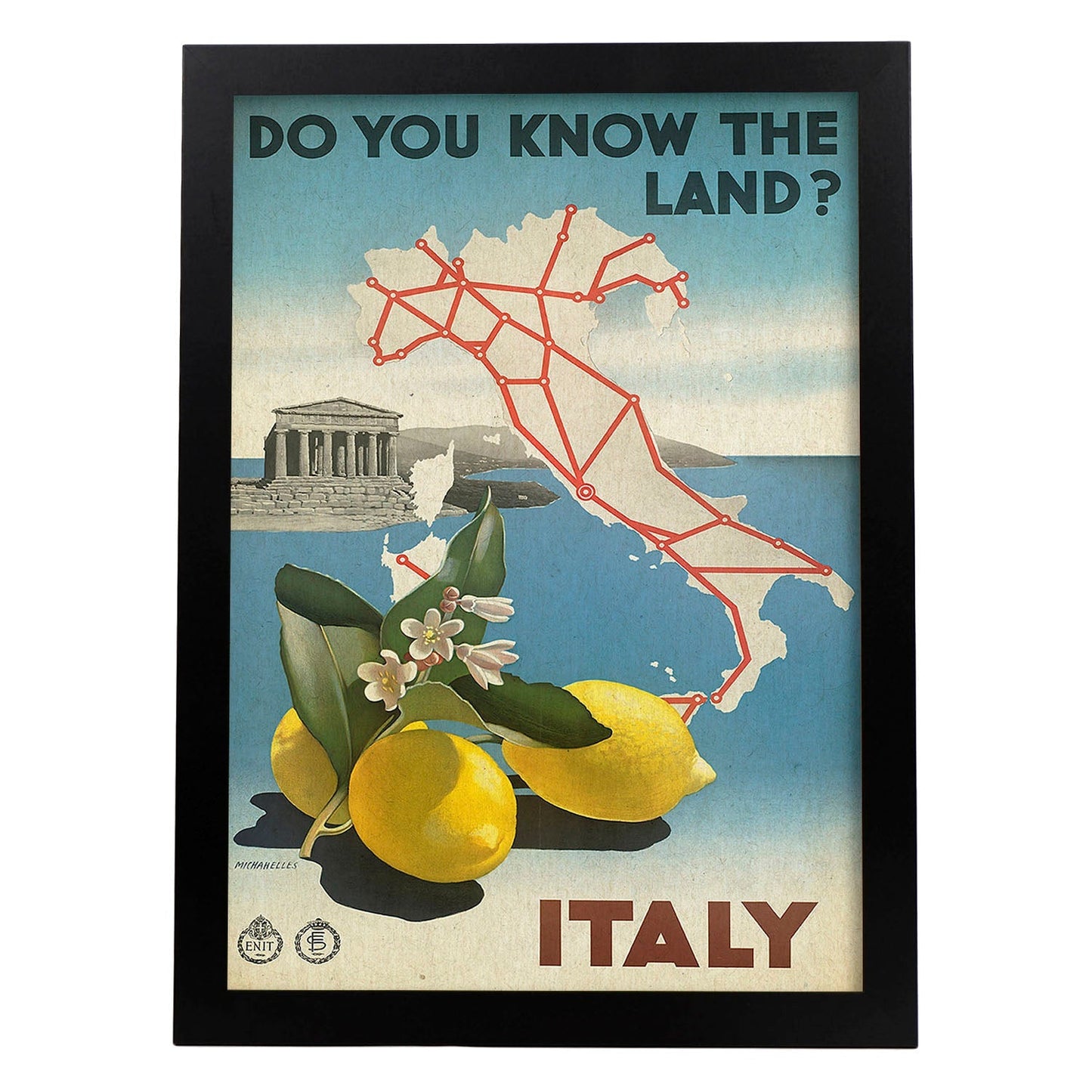 Poster vintage. Cartel vintage de Francia e Italia. ¿Conoces Italia?.-Artwork-Nacnic-A3-Marco Negro-Nacnic Estudio SL