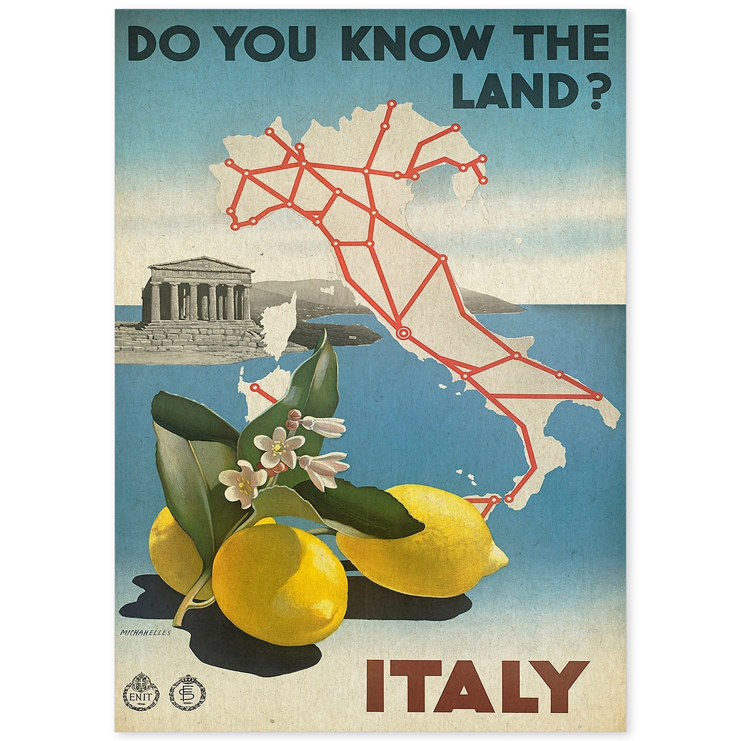 Poster vintage. Cartel vintage de Francia e Italia. ¿Conoces Italia?.-Artwork-Nacnic-A4-Sin marco-Nacnic Estudio SL