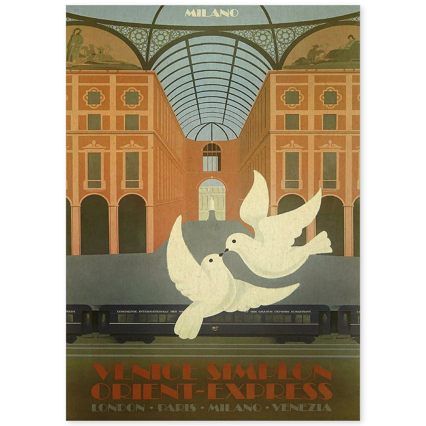 Poster vintage. Cartel vintage de Francia e Italia. Milán, Venecia, París.-Artwork-Nacnic-A4-Sin marco-Nacnic Estudio SL