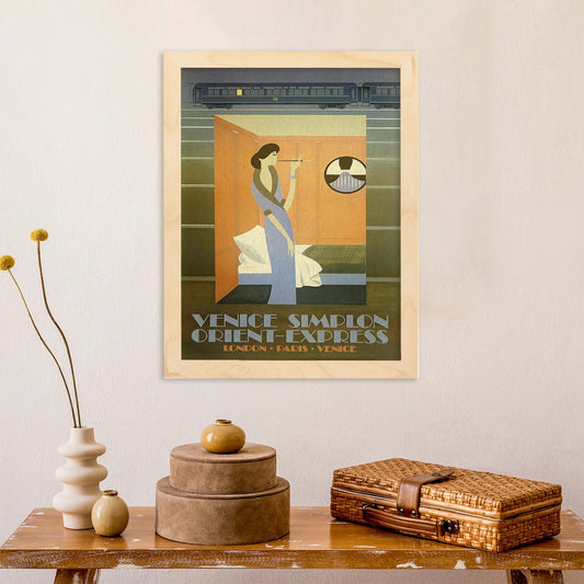 Poster vintage. Cartel vintage de Francia e Italia. Mujer vintage en tren.-Artwork-Nacnic-Nacnic Estudio SL