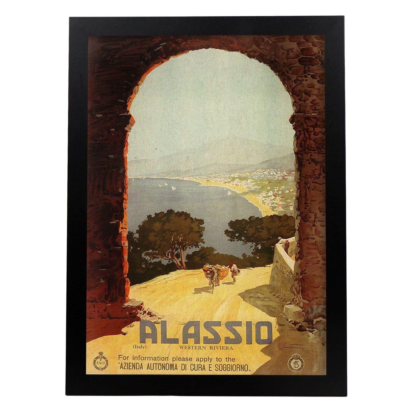 Poster vintage. Cartel vintage de Francia e Italia. Viaja a Alassio.-Artwork-Nacnic-A4-Marco Negro-Nacnic Estudio SL