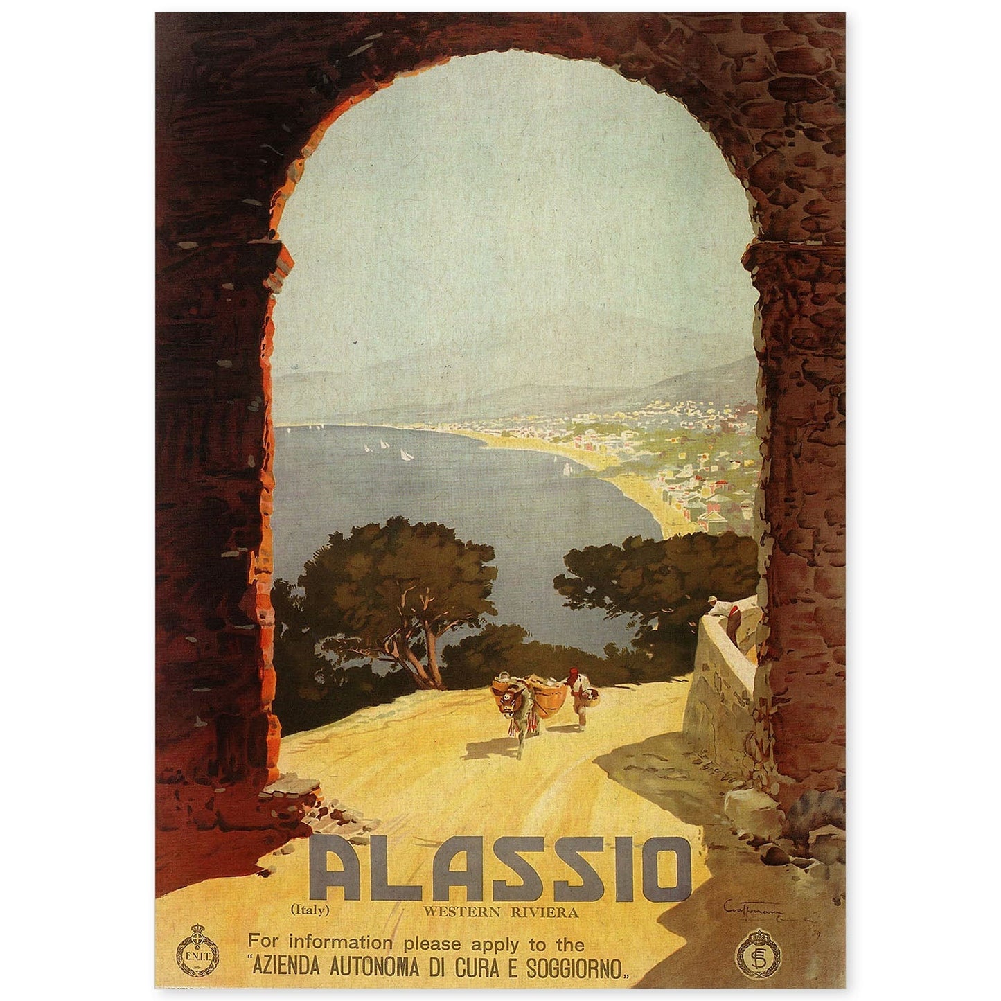 Poster vintage. Cartel vintage de Francia e Italia. Viaja a Alassio.-Artwork-Nacnic-A4-Sin marco-Nacnic Estudio SL