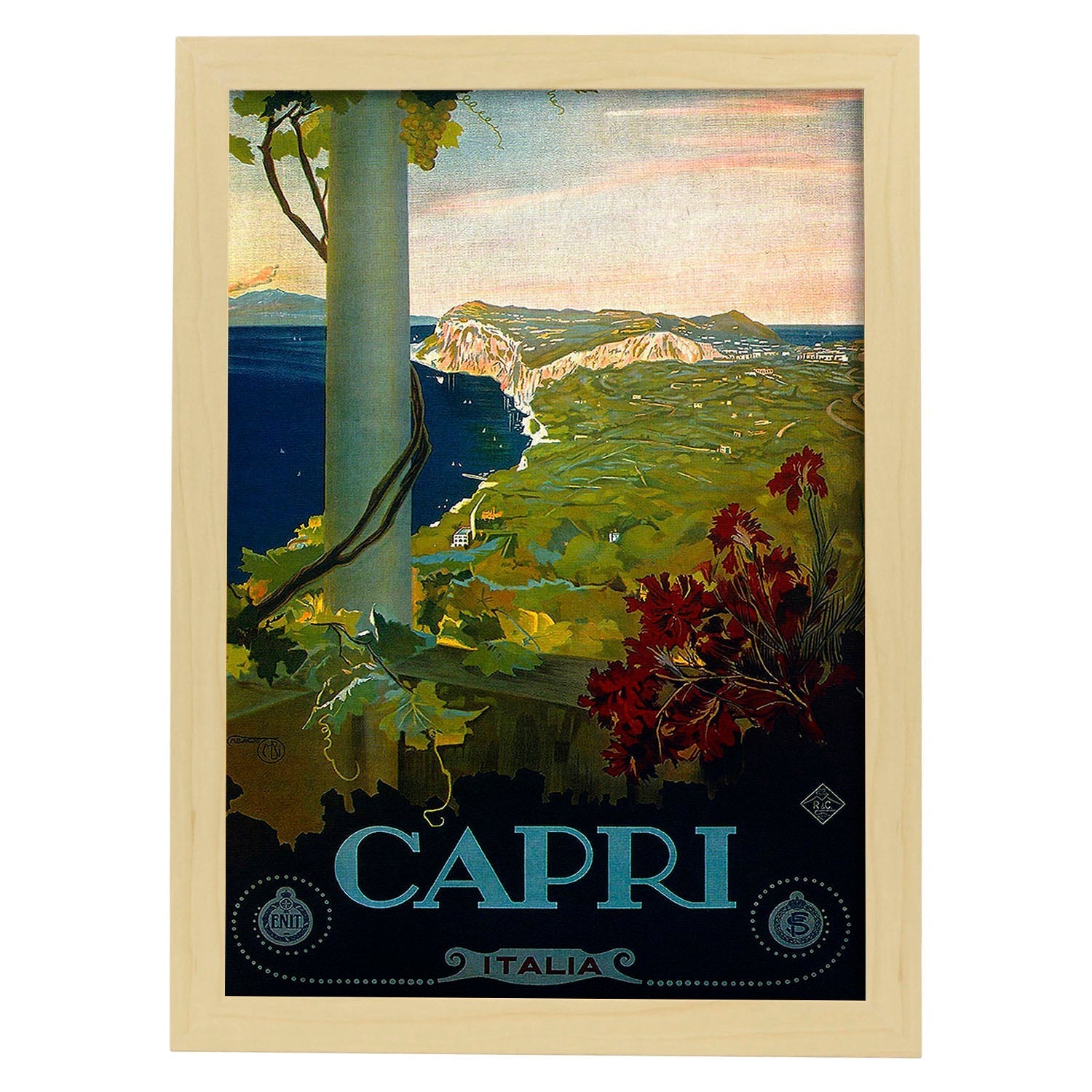 Poster vintage. Cartel vintage de Francia e Italia. Viaja a Capri.-Artwork-Nacnic-A3-Marco Madera clara-Nacnic Estudio SL