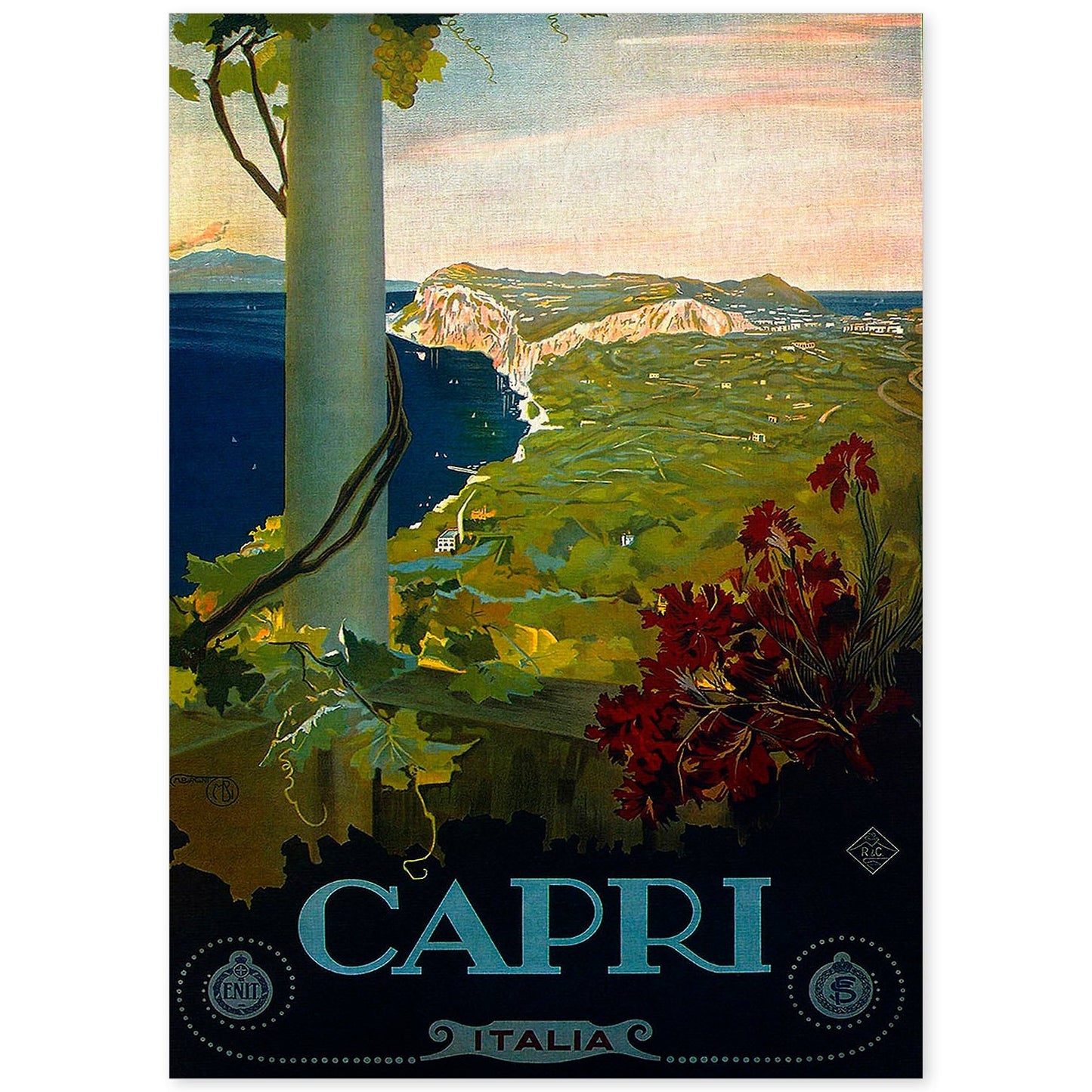 Poster vintage. Cartel vintage de Francia e Italia. Viaja a Capri.-Artwork-Nacnic-A4-Sin marco-Nacnic Estudio SL
