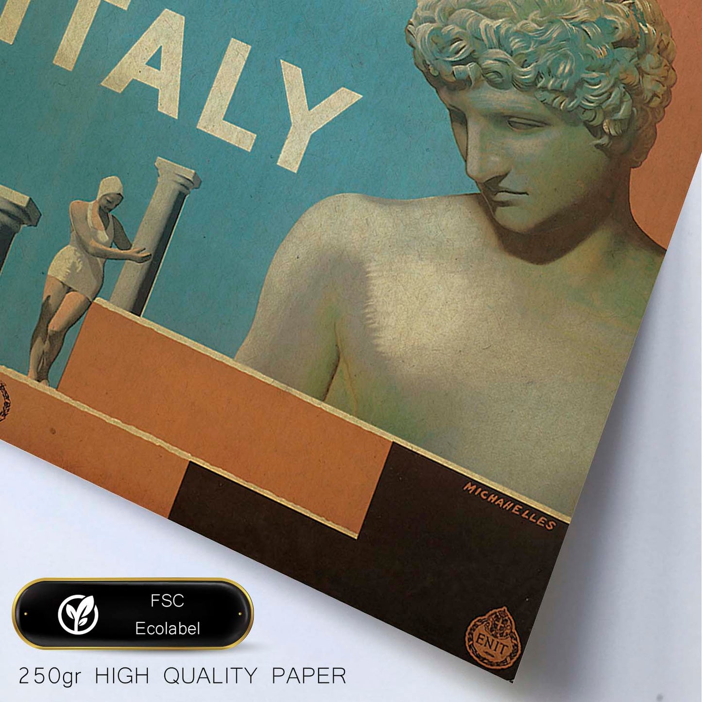 Poster vintage. Cartel vintage de Francia e Italia. Viaja a Italia.-Artwork-Nacnic-Nacnic Estudio SL
