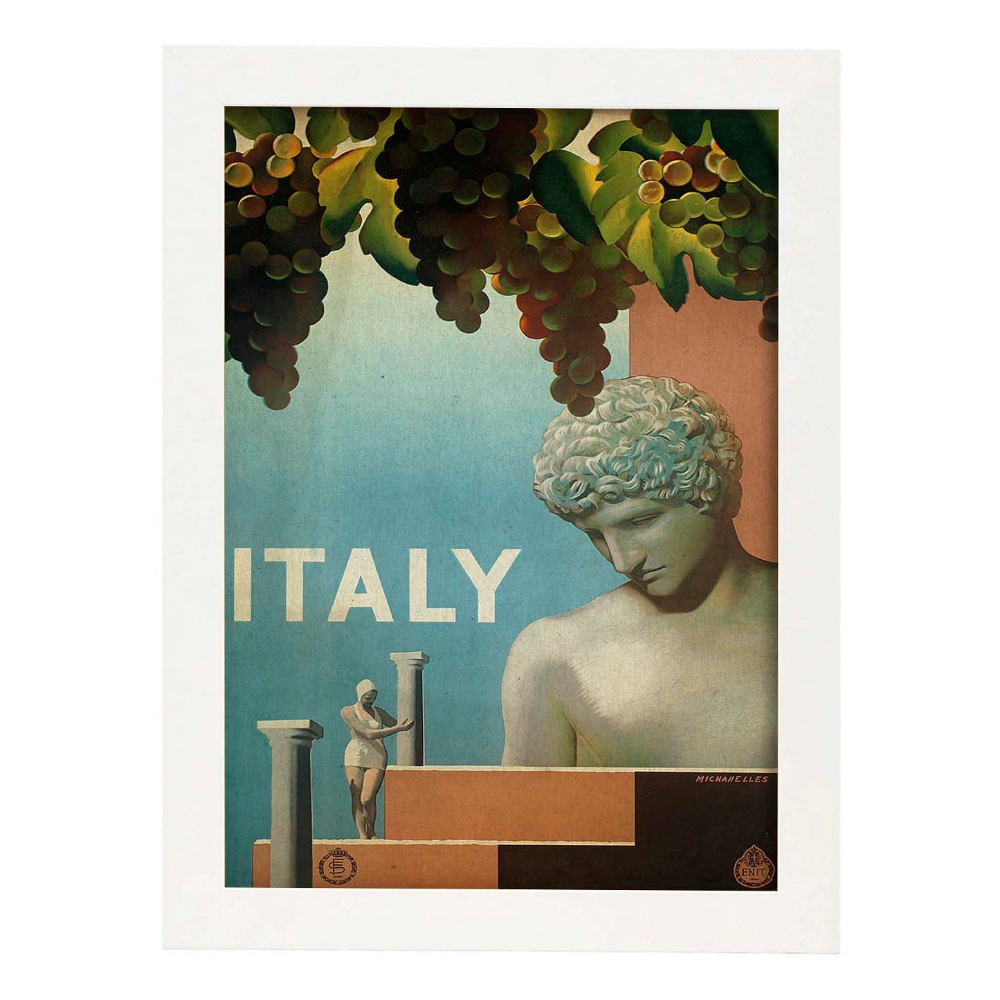 Poster vintage. Cartel vintage de Francia e Italia. Viaja a Italia.-Artwork-Nacnic-A4-Marco Blanco-Nacnic Estudio SL