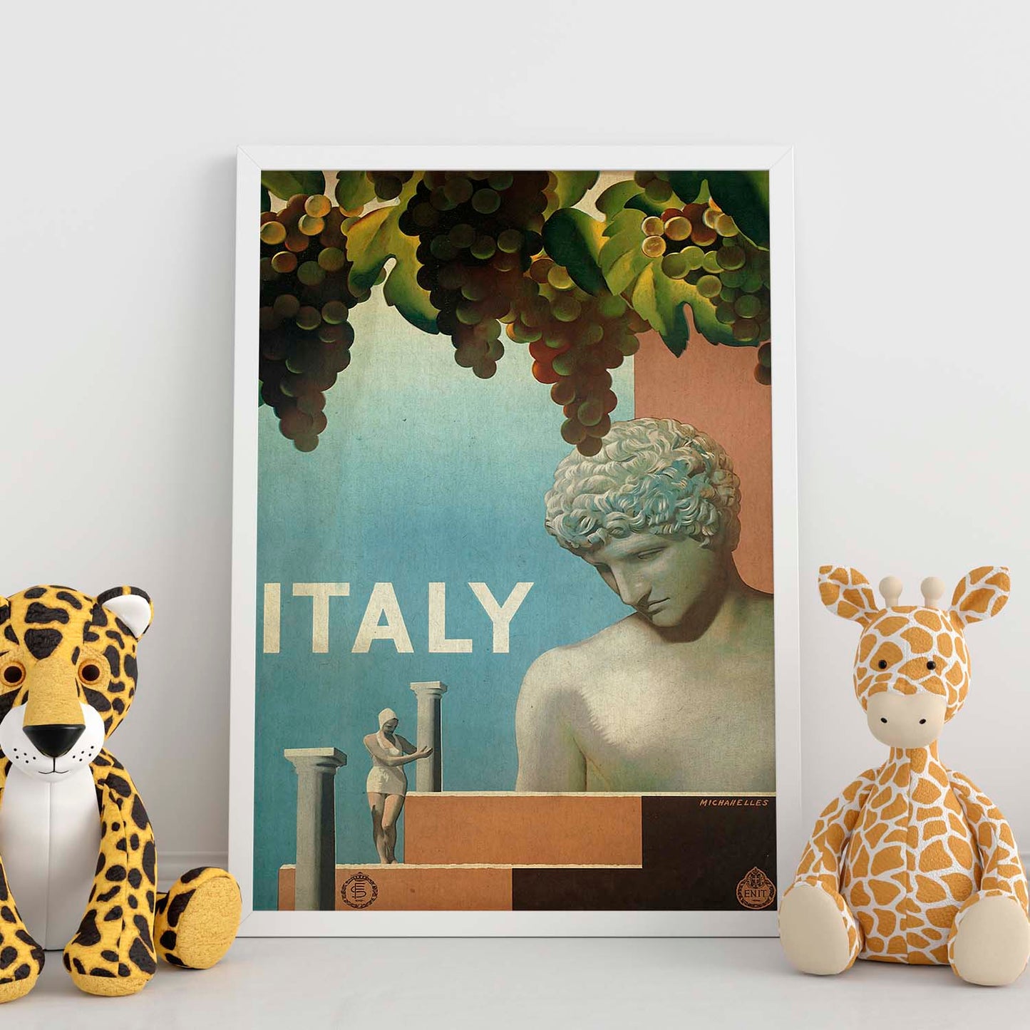 Poster vintage. Cartel vintage de Francia e Italia. Viaja a Italia.-Artwork-Nacnic-Nacnic Estudio SL
