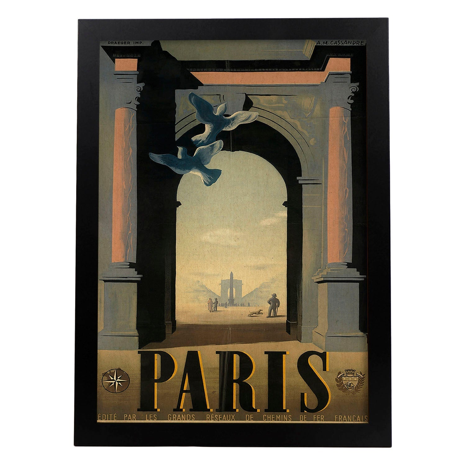 Poster vintage. Cartel vintage de Francia e Italia. Viaja a Paris.-Artwork-Nacnic-A4-Marco Negro-Nacnic Estudio SL