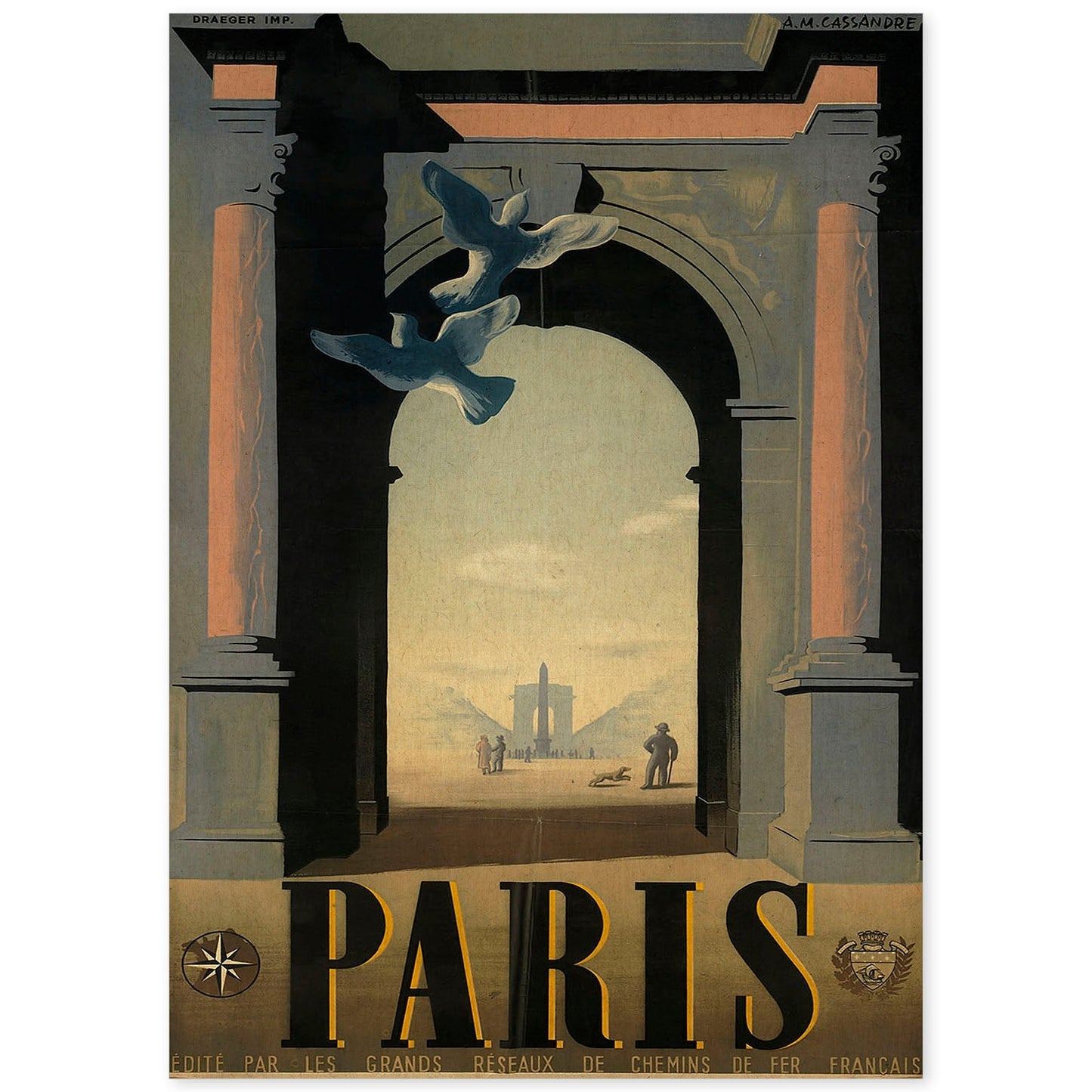 Poster vintage. Cartel vintage de Francia e Italia. Viaja a Paris.-Artwork-Nacnic-A4-Sin marco-Nacnic Estudio SL