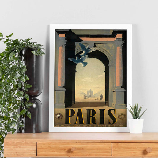 Poster vintage. Cartel vintage de Francia e Italia. Viaja a Paris.-Artwork-Nacnic-Nacnic Estudio SL