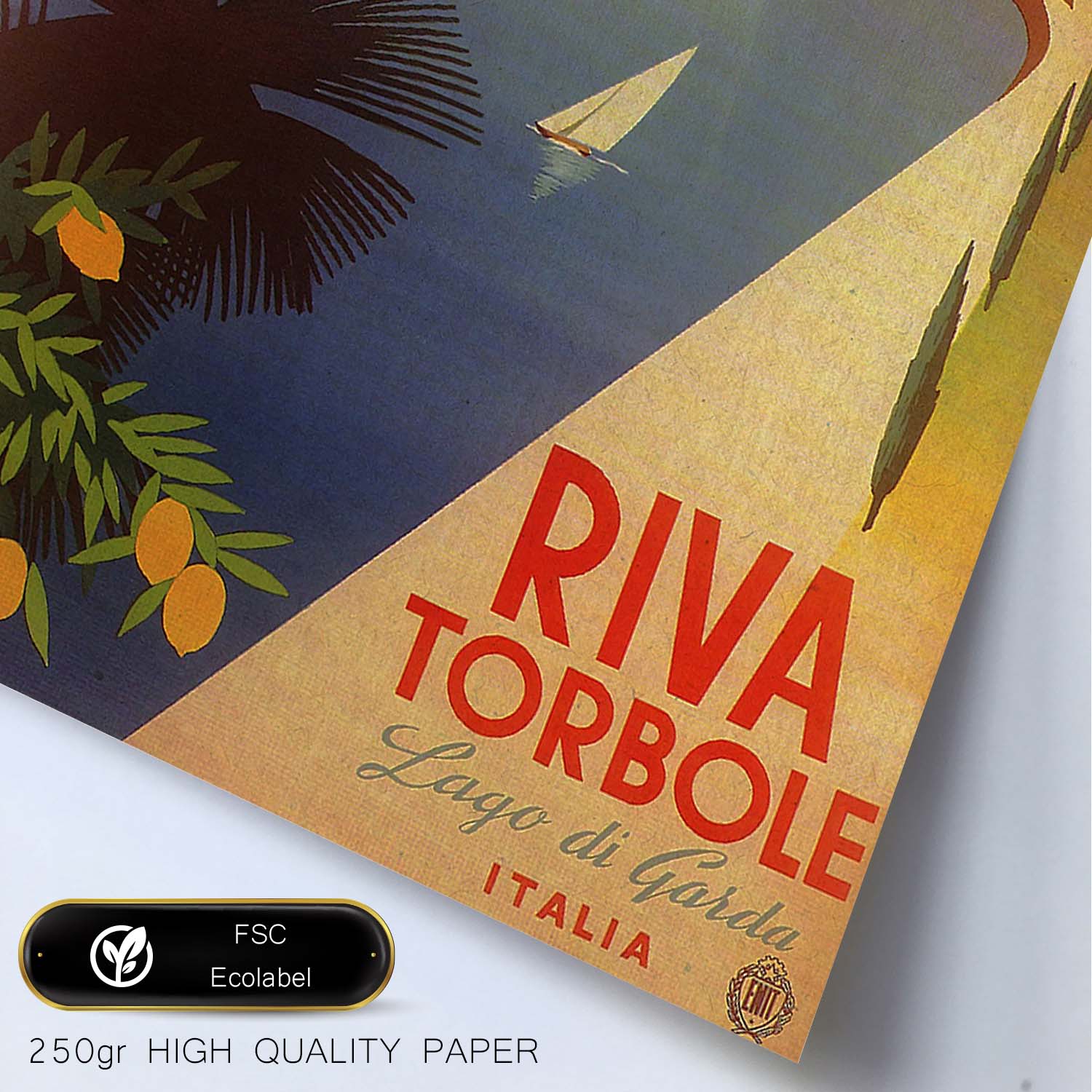 Poster vintage. Cartel vintage de Francia e Italia. Viaja a Riva Torbole.-Artwork-Nacnic-Nacnic Estudio SL
