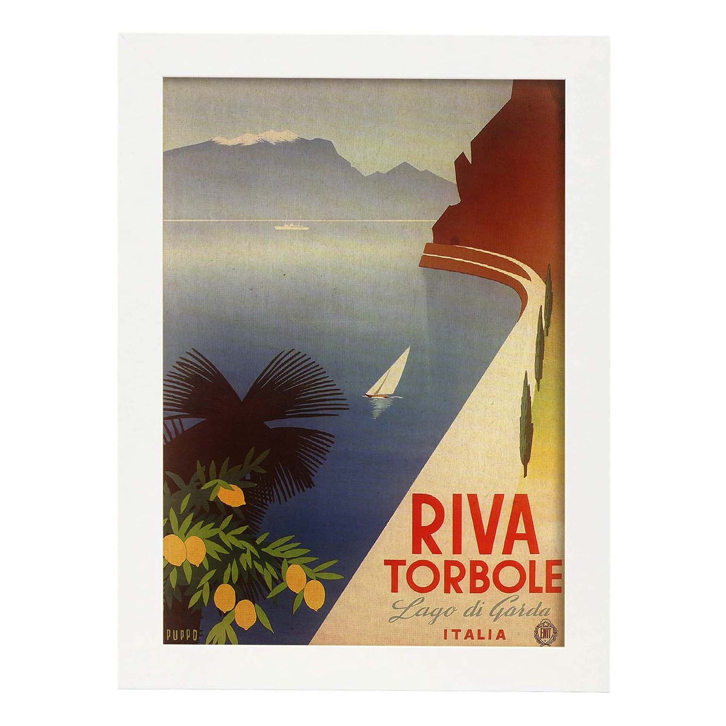 Poster vintage. Cartel vintage de Francia e Italia. Viaja a Riva Torbole.-Artwork-Nacnic-A4-Marco Blanco-Nacnic Estudio SL