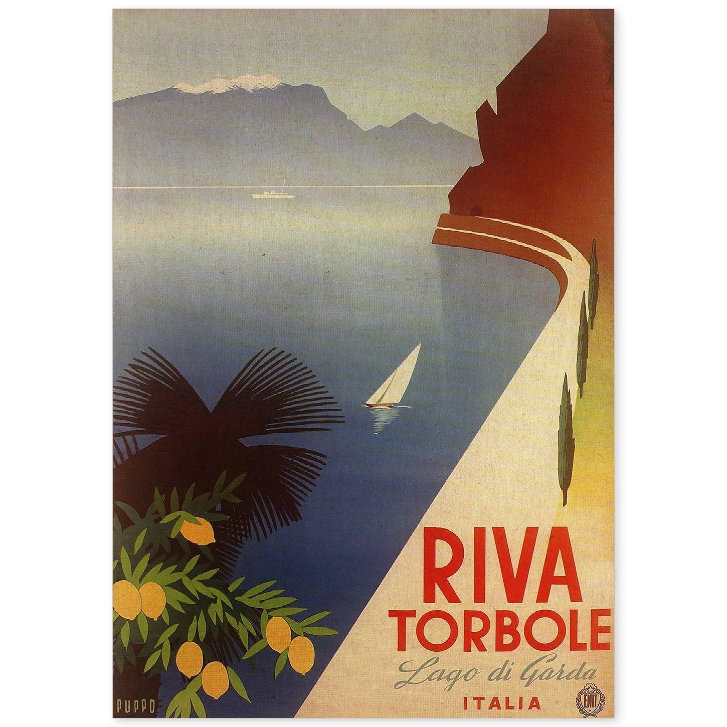 Poster vintage. Cartel vintage de Francia e Italia. Viaja a Riva Torbole.-Artwork-Nacnic-A4-Sin marco-Nacnic Estudio SL